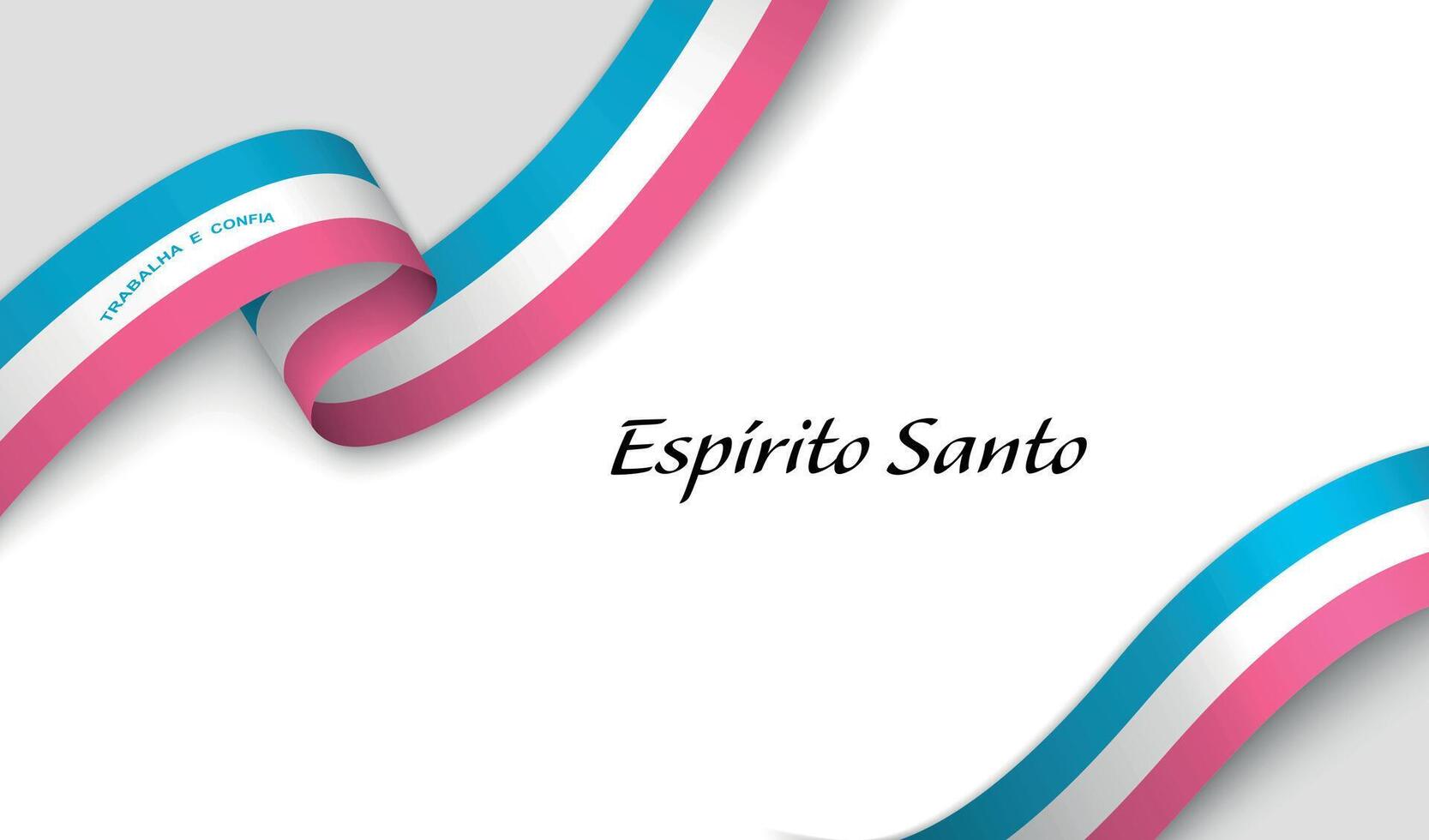 Curved ribbon with fllag of Espirito Santo is a state of Brazil on white background vector