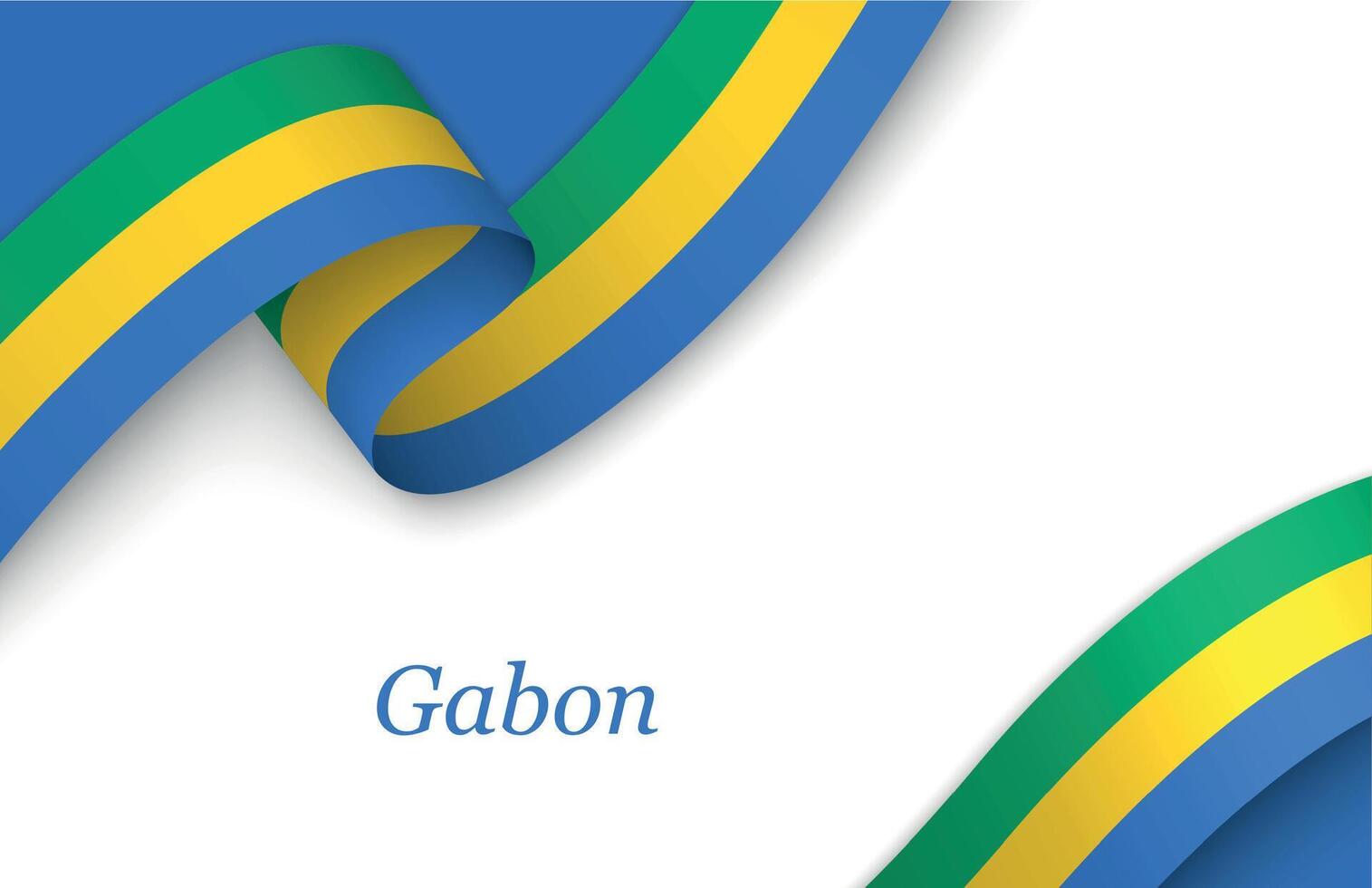 Ribbon with fllag of Gabon on white background vector