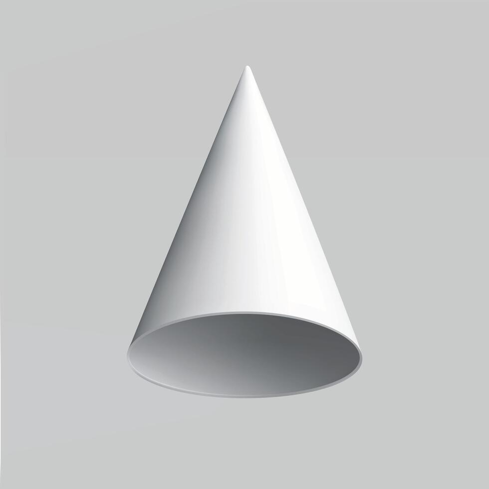 Floating White Cone on Light Gray Background vector