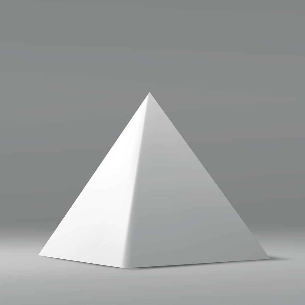 Minimalist White Geometric Pyramid on Gray Background vector