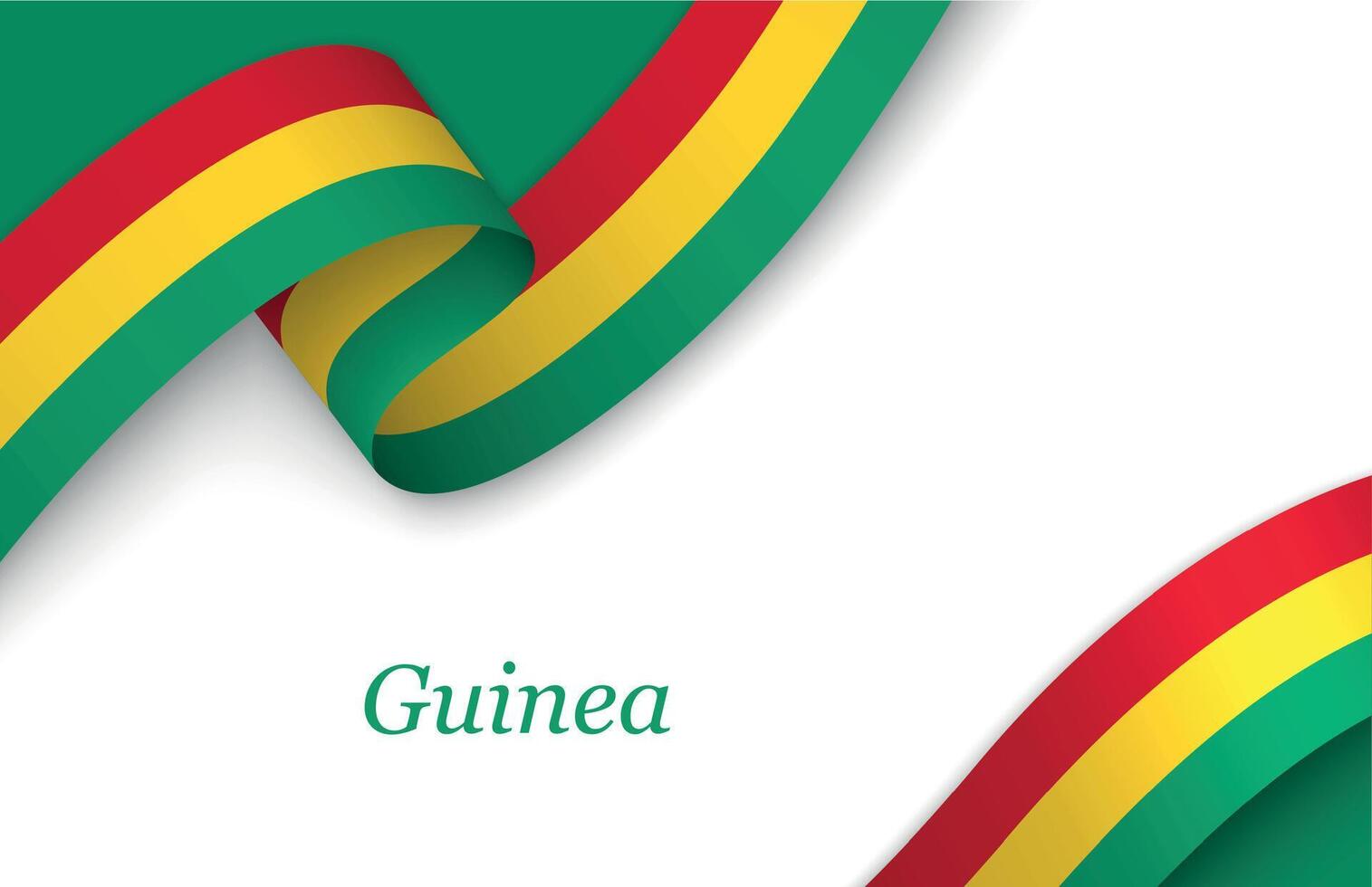 Ribbon with fllag of Guinea on white background vector