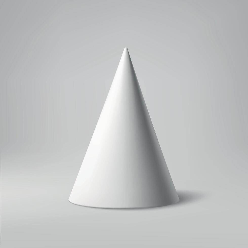 Minimalist White Cone on Smooth Gray Background vector
