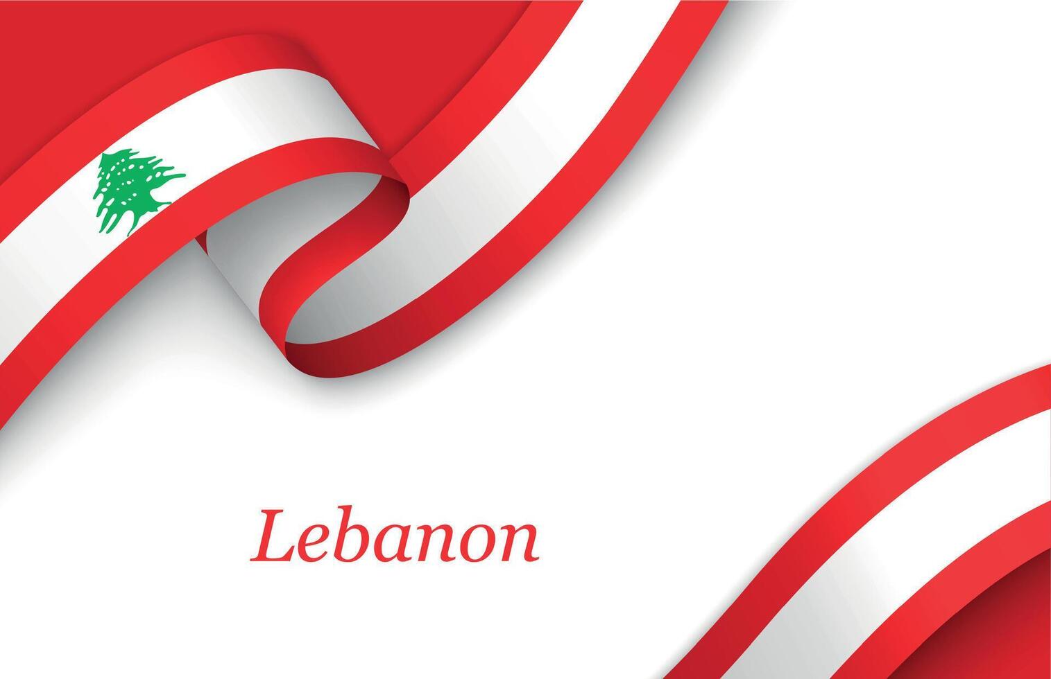 Ribbon with fllag of Lebanon on white background vector