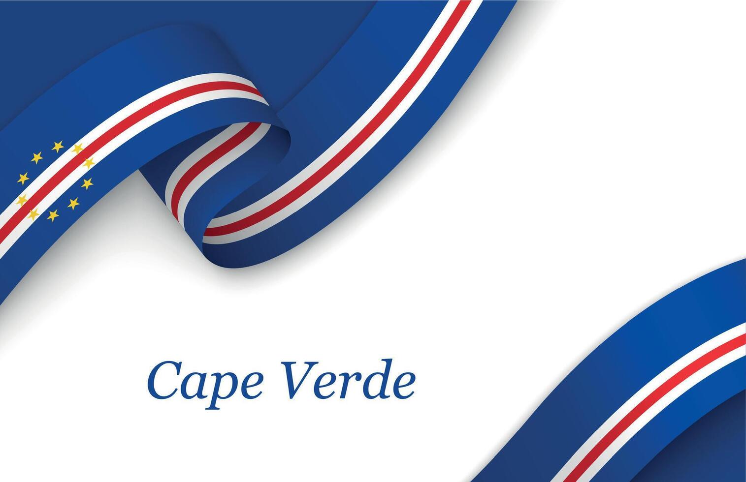 Ribbon with fllag of Cape Verde on white background vector
