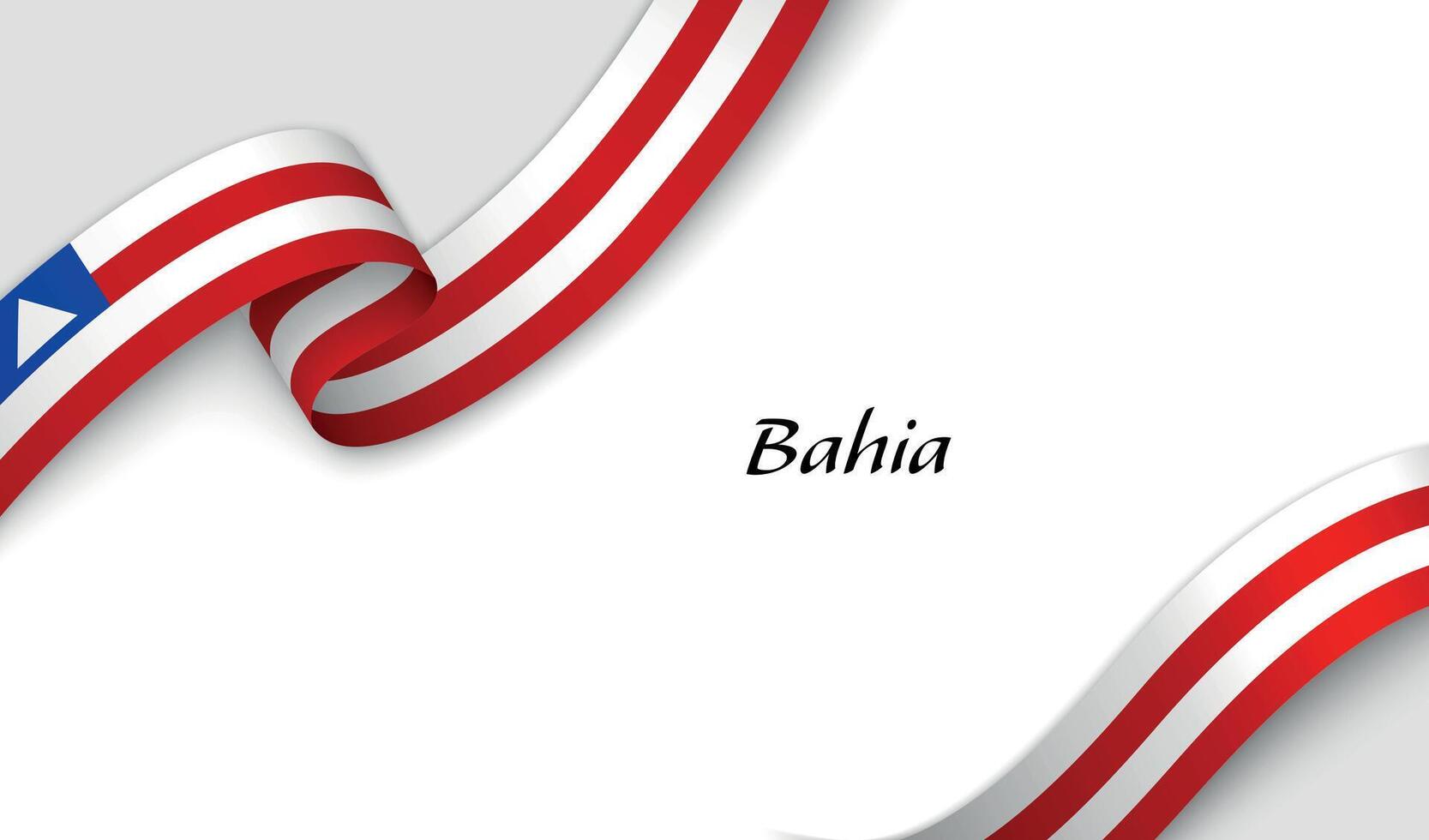 Curved ribbon with fllag of Bahia is a state of Brazil on white background vector