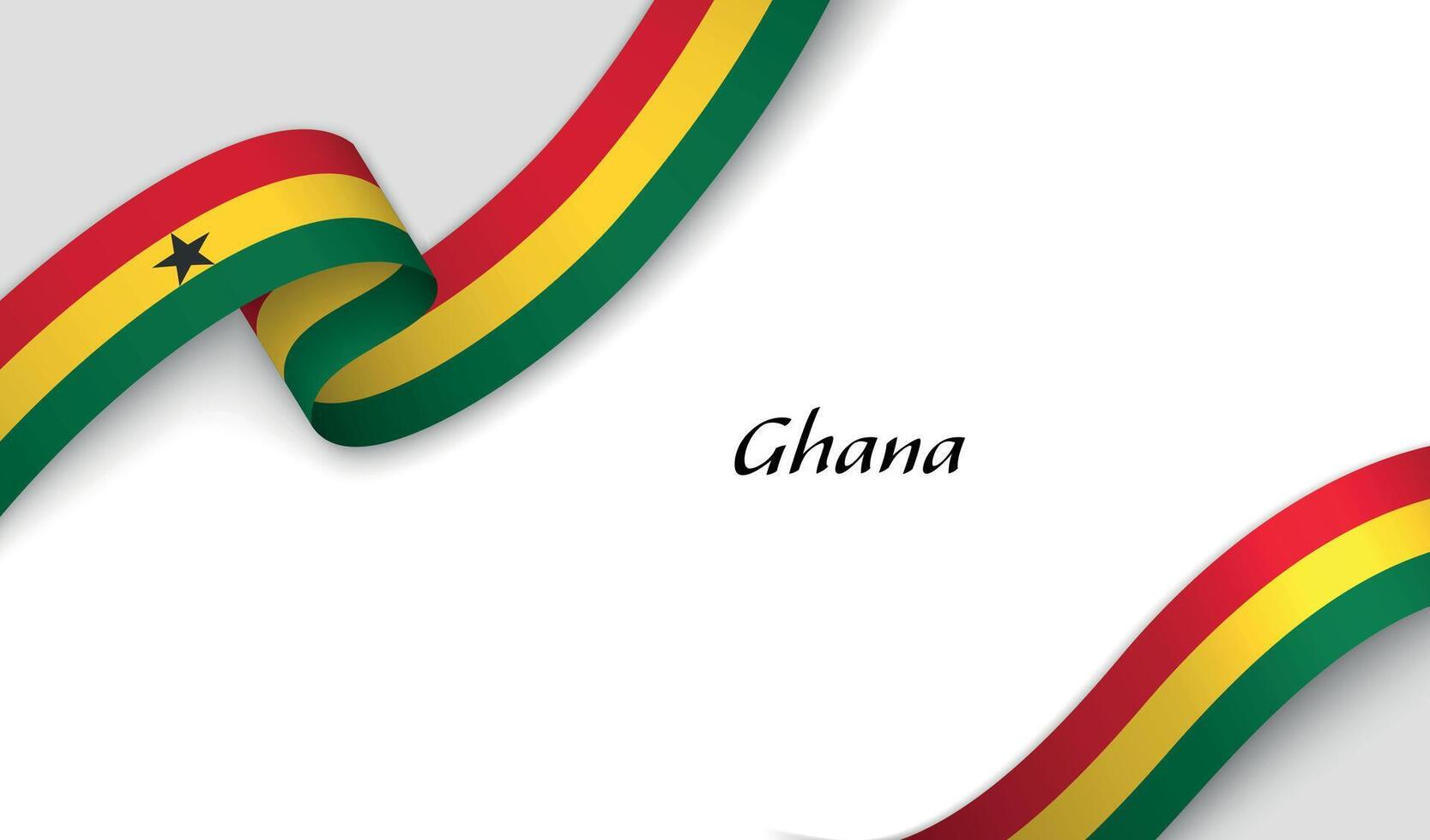 Curved ribbon with fllag of Ghana on white background vector