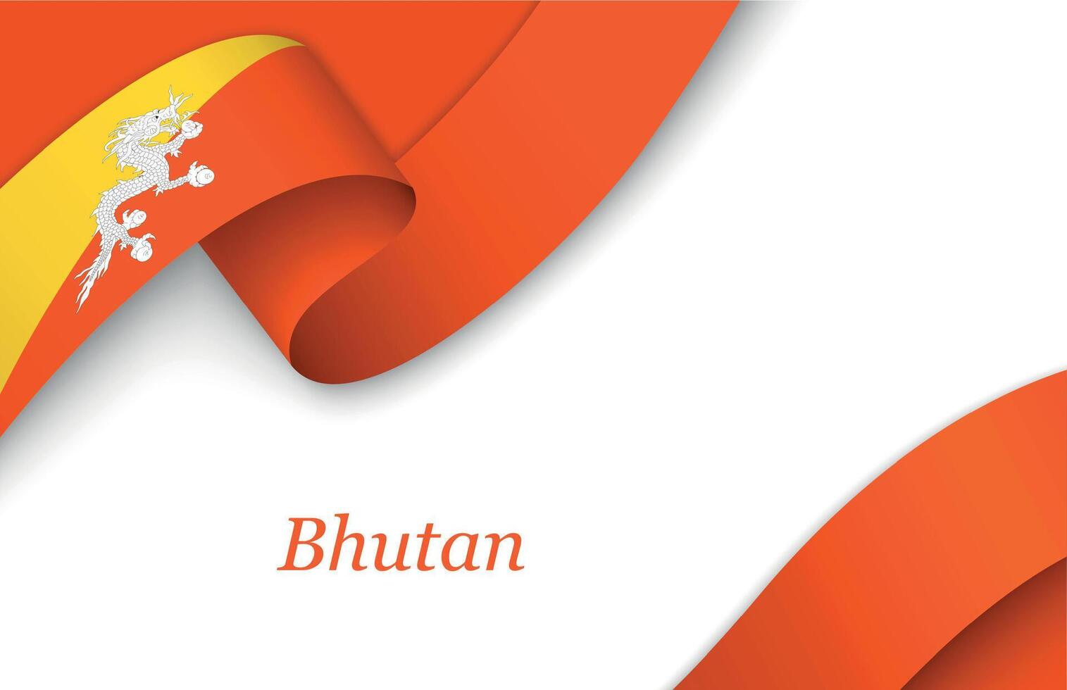 Ribbon with fllag of Bhutan on white background vector