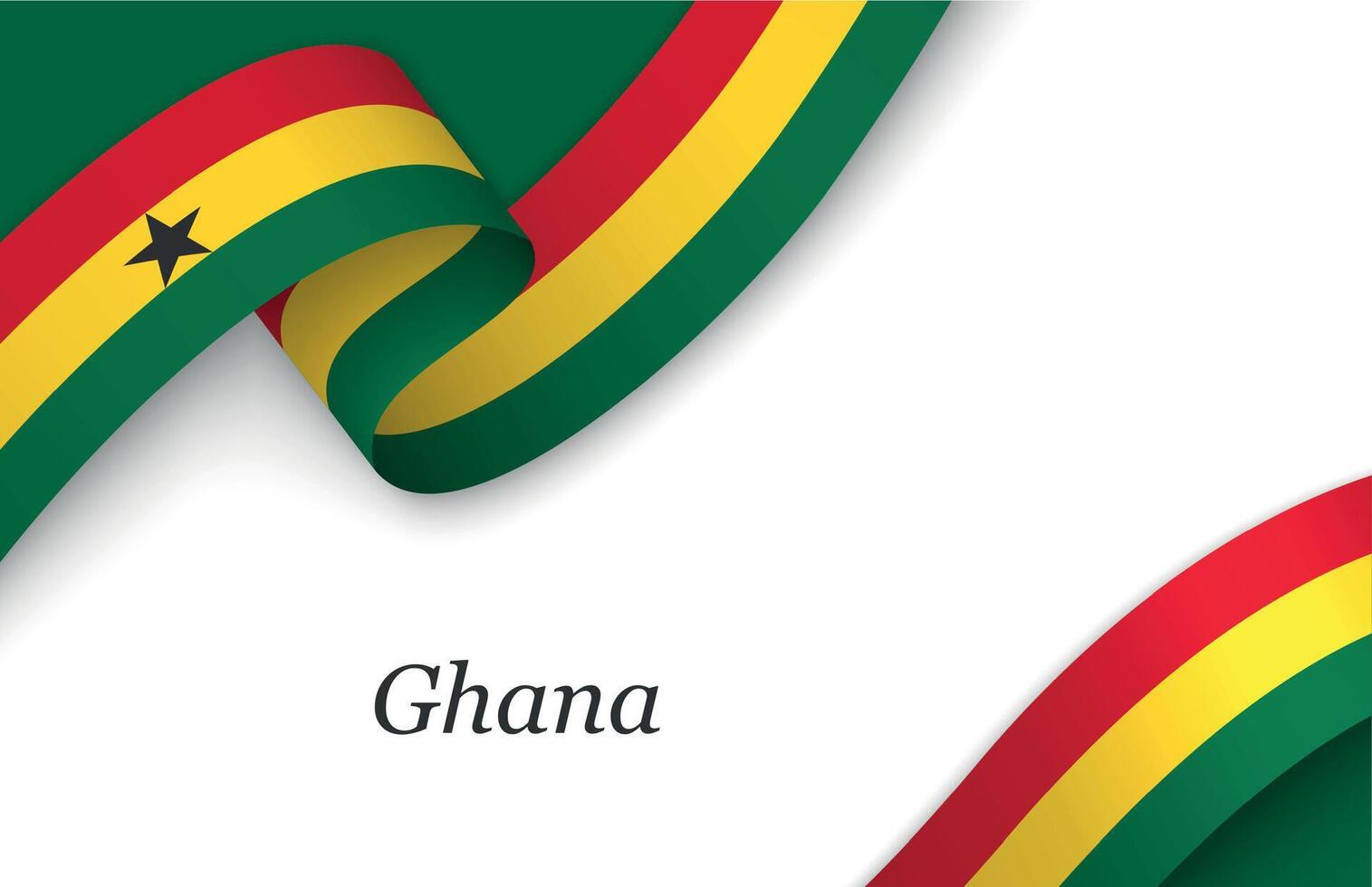 Ribbon with fllag of Ghana on white background vector