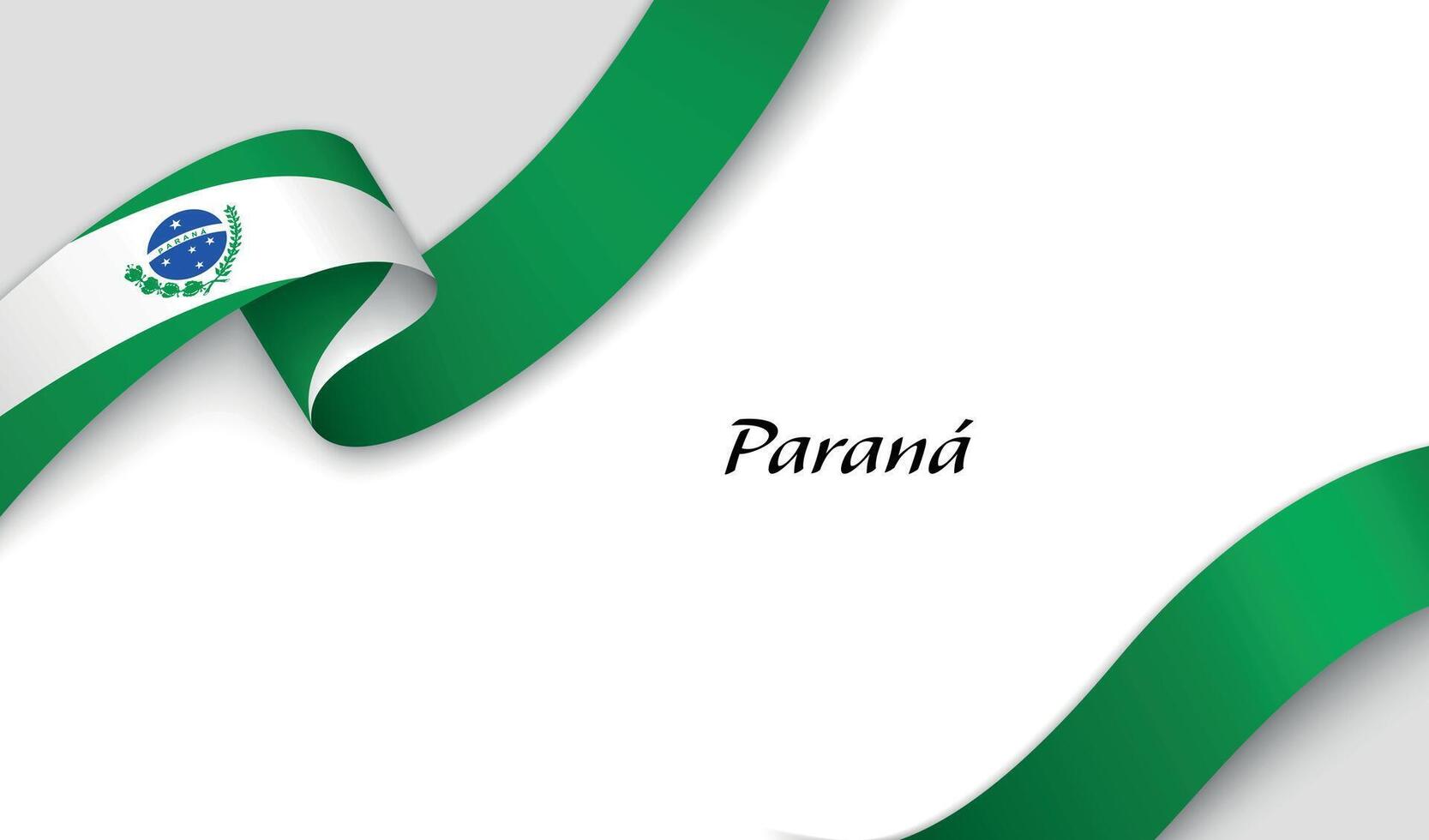 Curved ribbon with fllag of Parana is a state of Brazil on white background vector