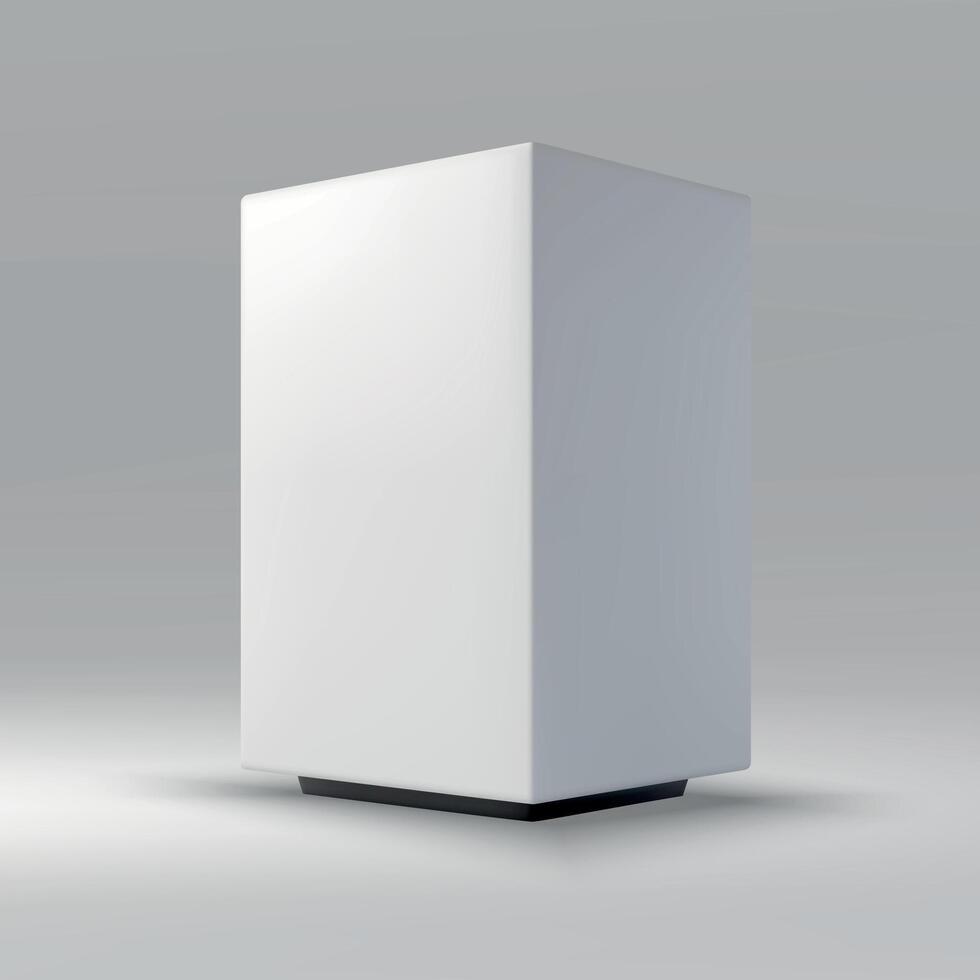Minimalist White Rectangular Prism on Gray Background vector