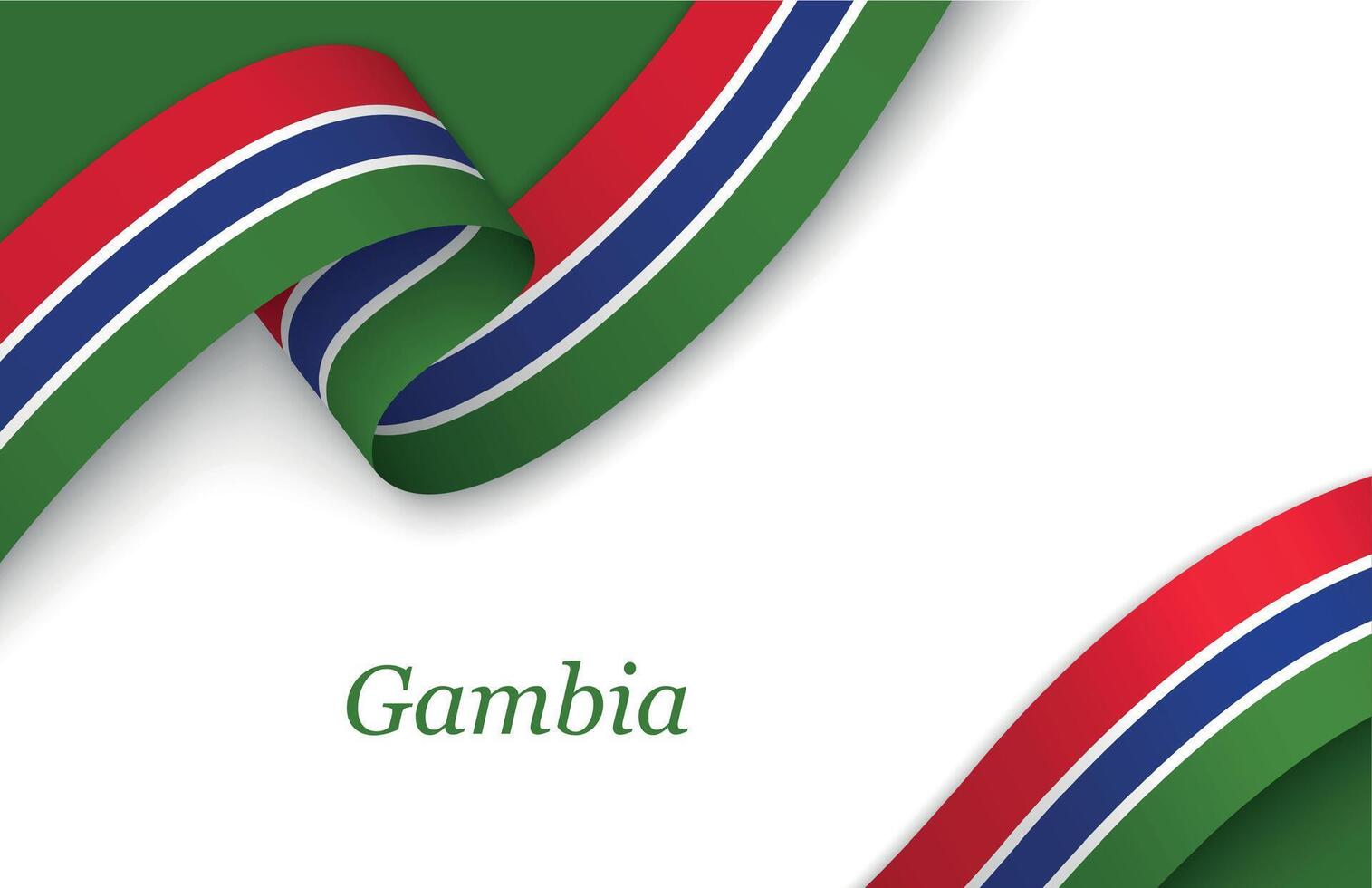 Ribbon with fllag of Gambia on white background vector