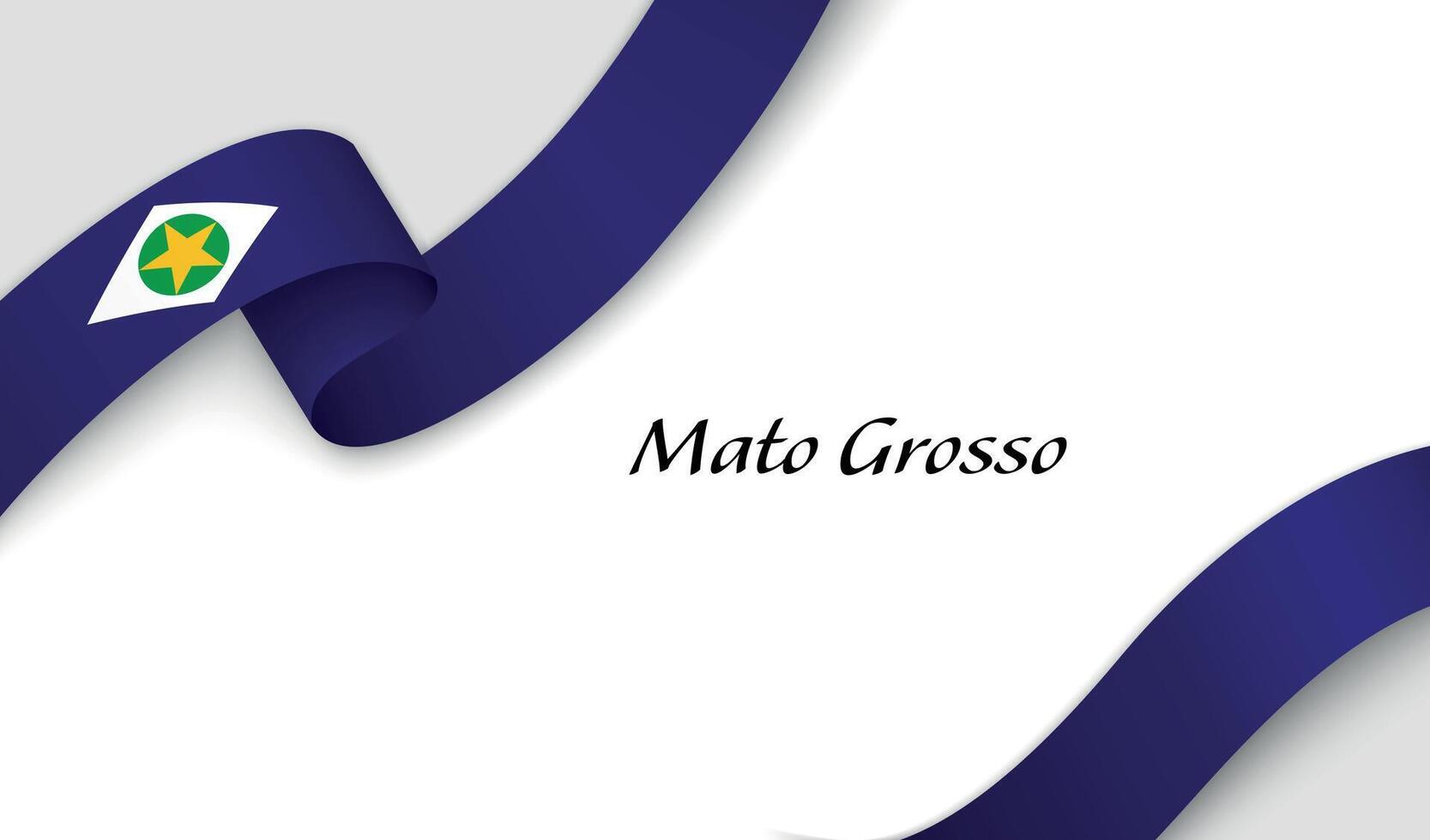 Curved ribbon with fllag of Mato Grosso is a state of Brazil on white background vector