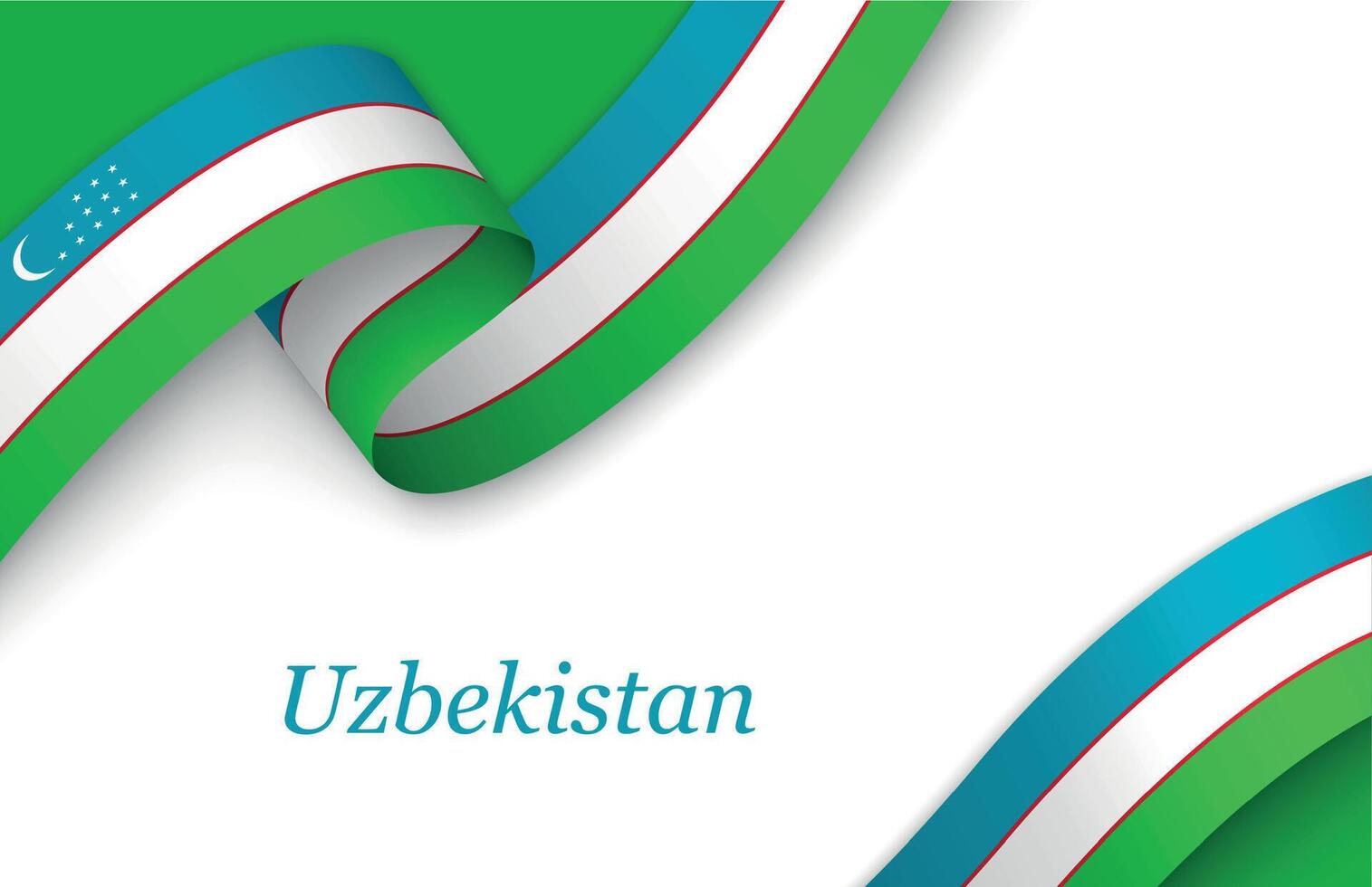 Ribbon with fllag of Uzbekistan on white background vector