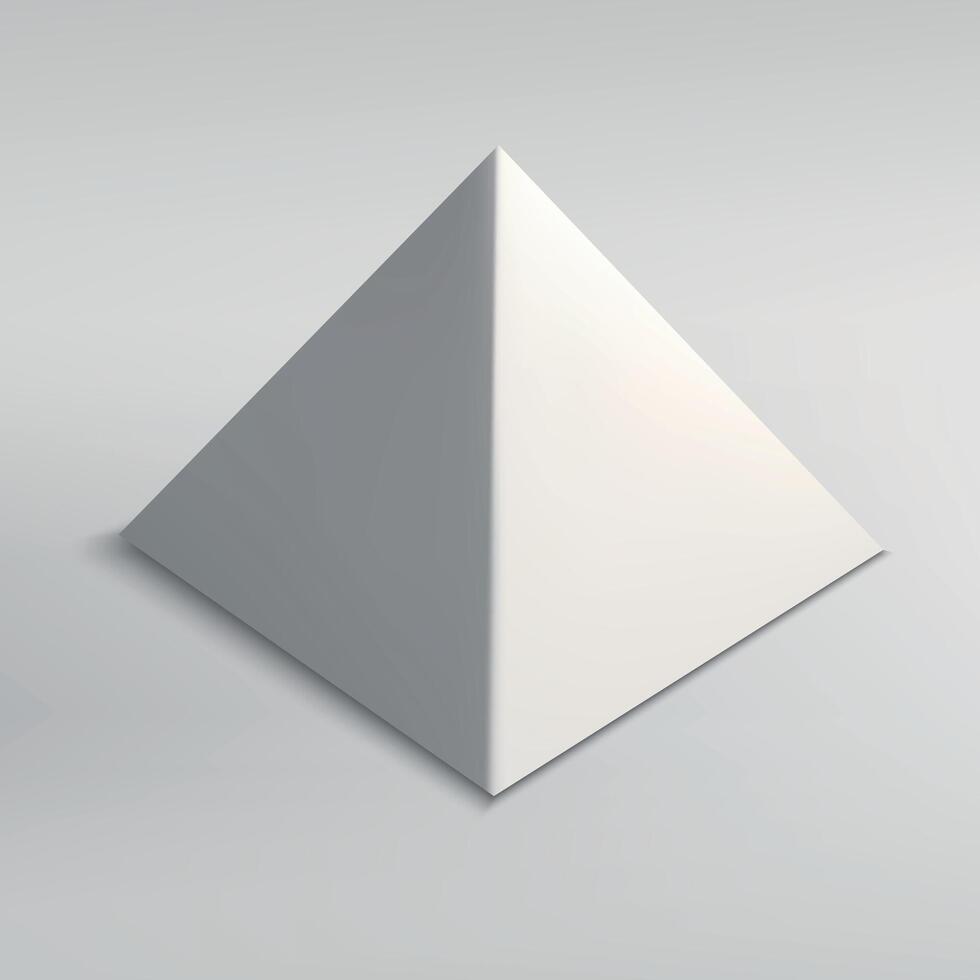 Minimalist White Geometric Pyramid on Gray Background vector
