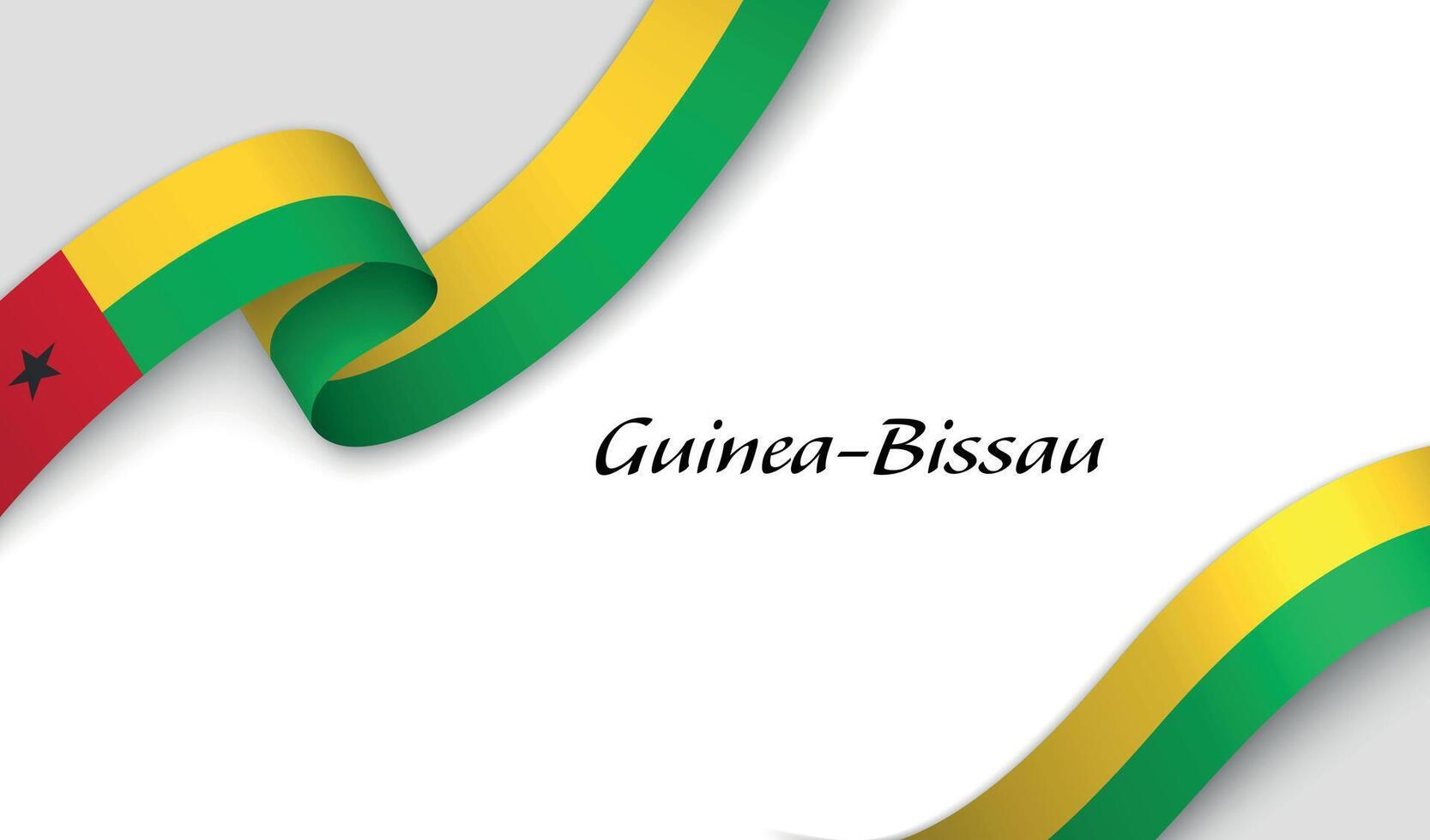Curved ribbon with fllag of Guinea-Bissau on white background vector