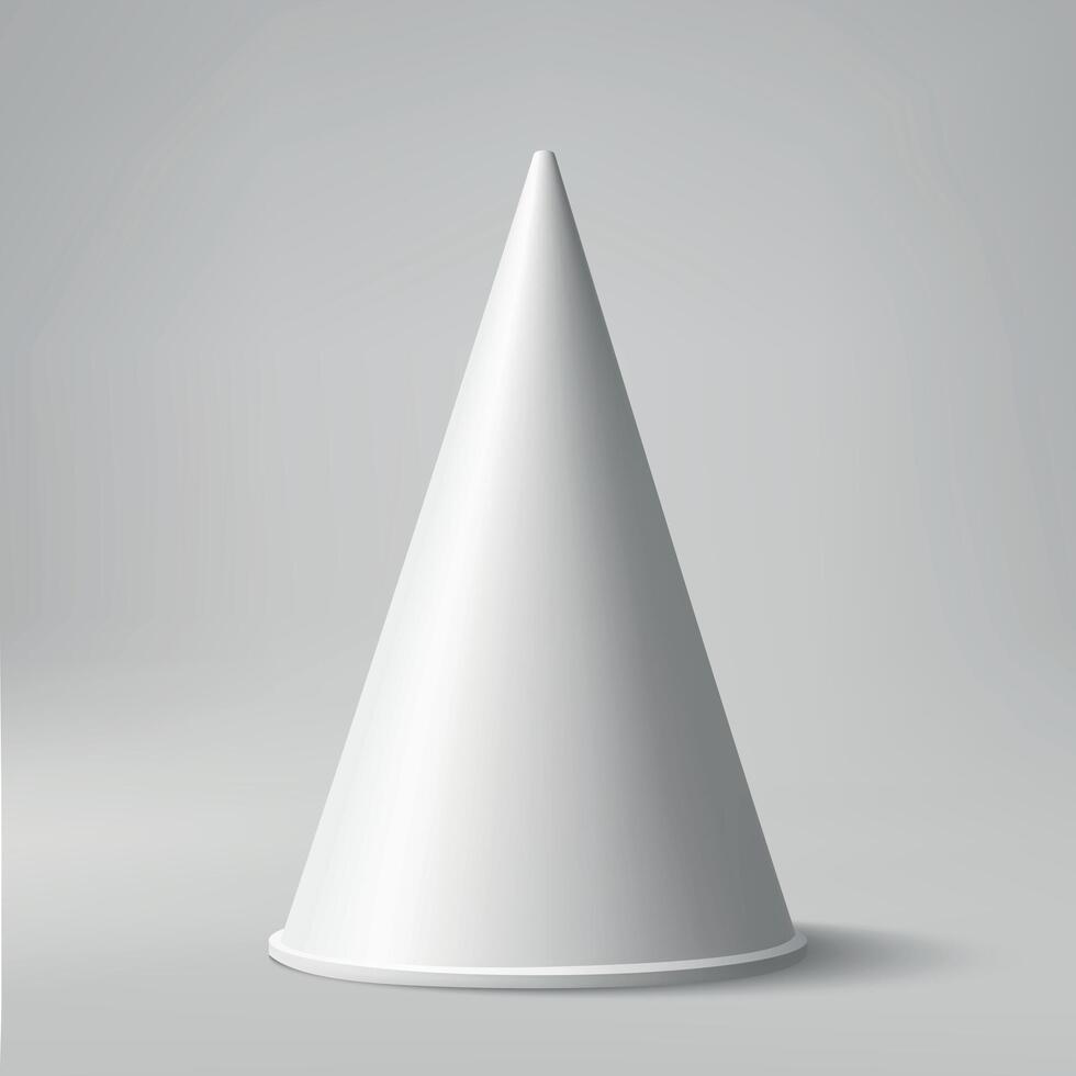 Minimalist White Cone on Smooth Gray Background vector