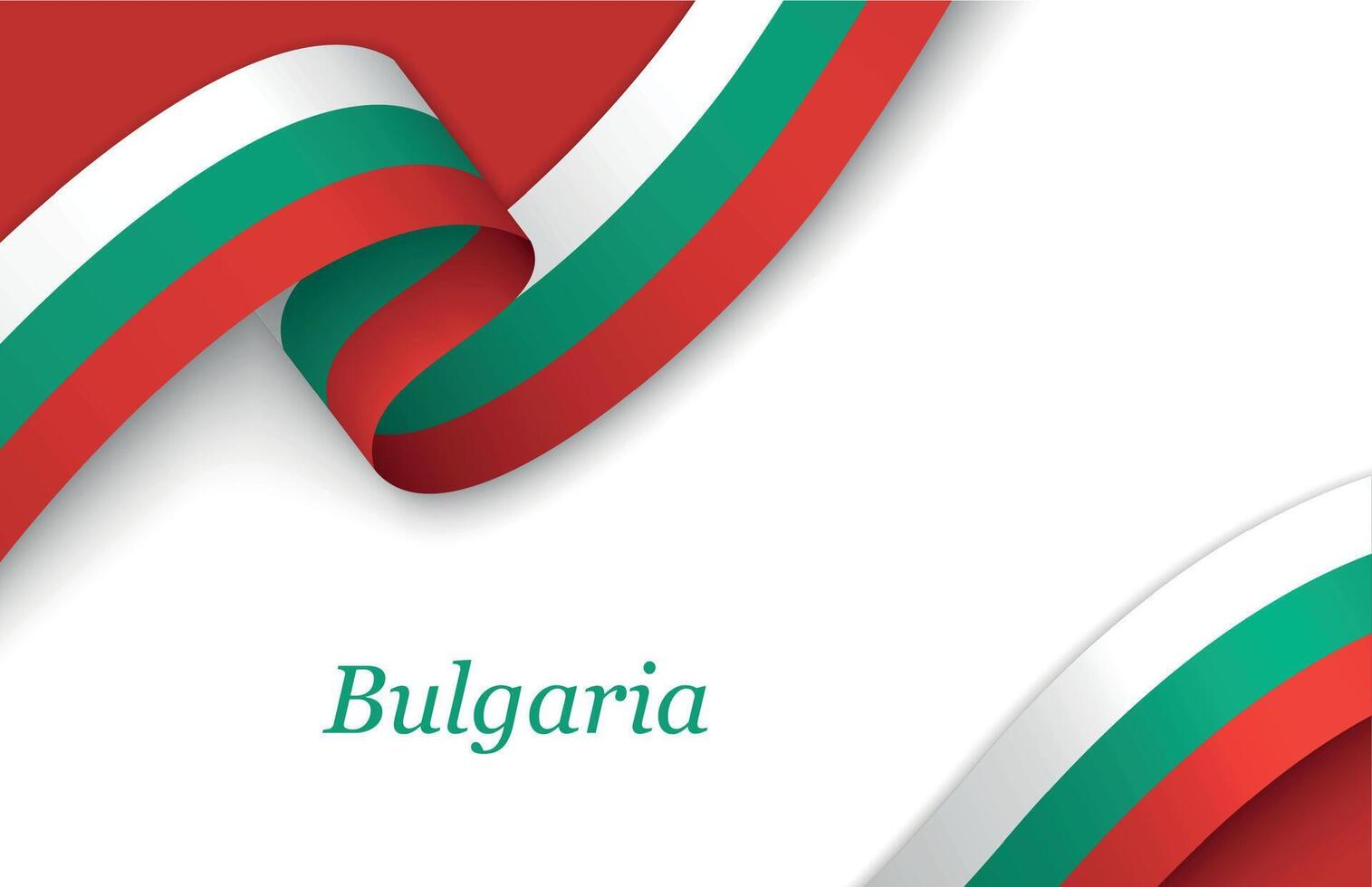 Ribbon with fllag of Bulgaria on white background vector