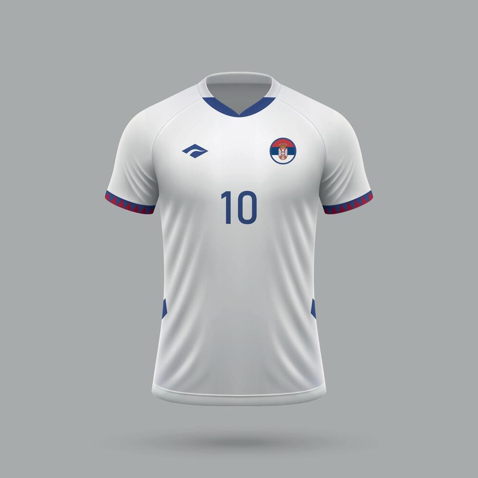 3d realistic soccer away jersey Serbia national team 2024 vector