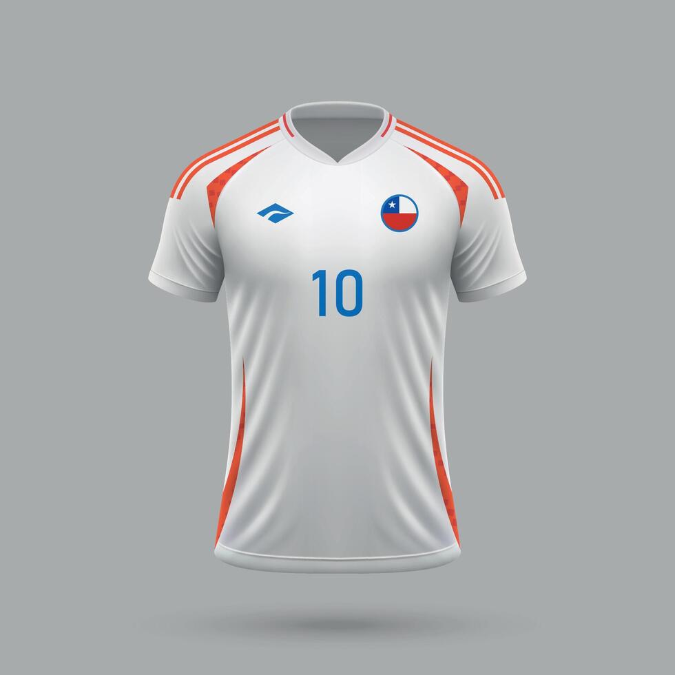 3d realistic soccer away jersey Chile national team 2024 vector