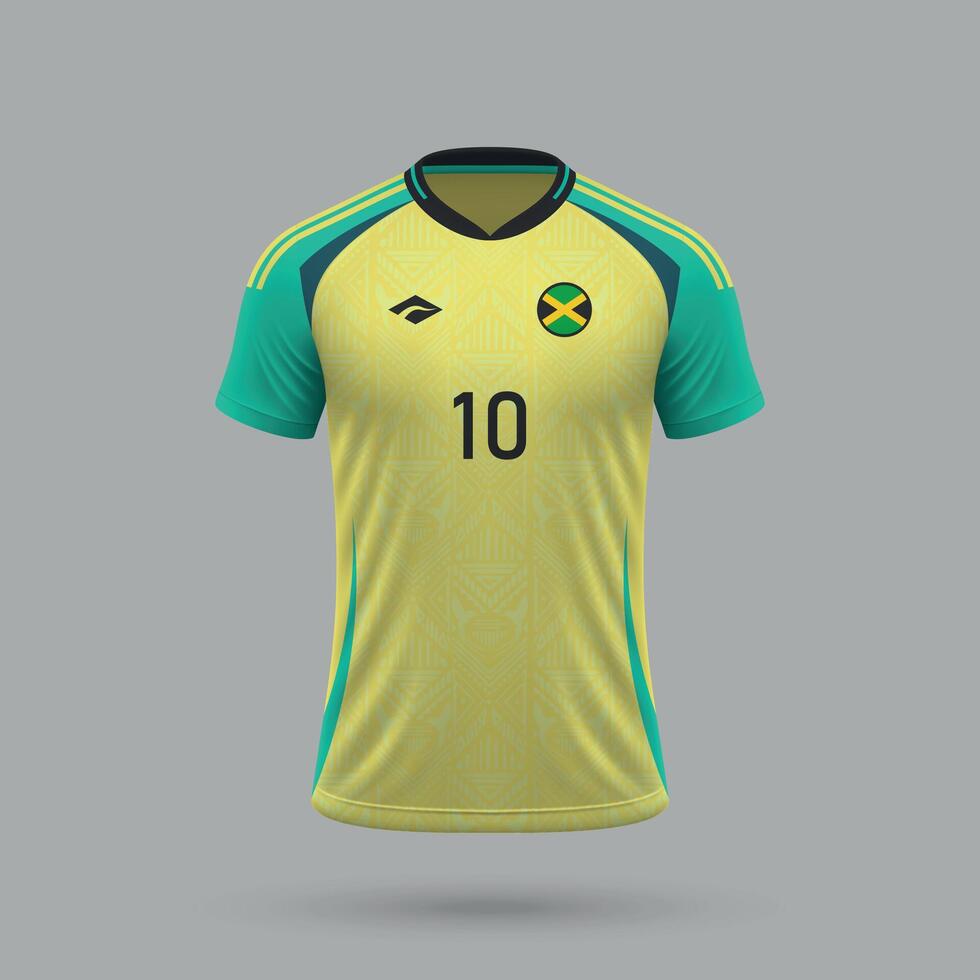 3d realistic soccer home jersey Jamaica national team 2024 vector