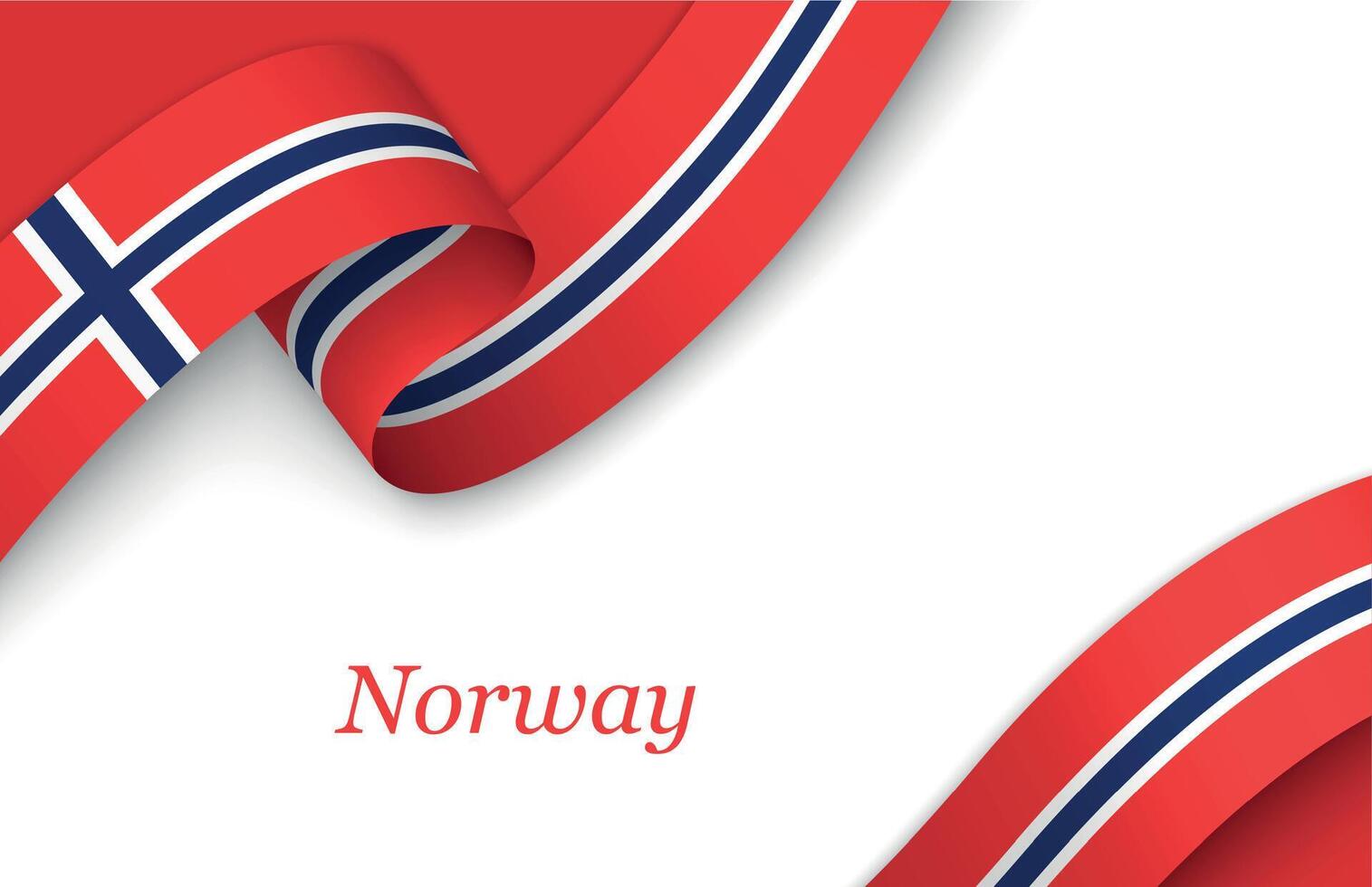 Ribbon with fllag of Norway on white background vector