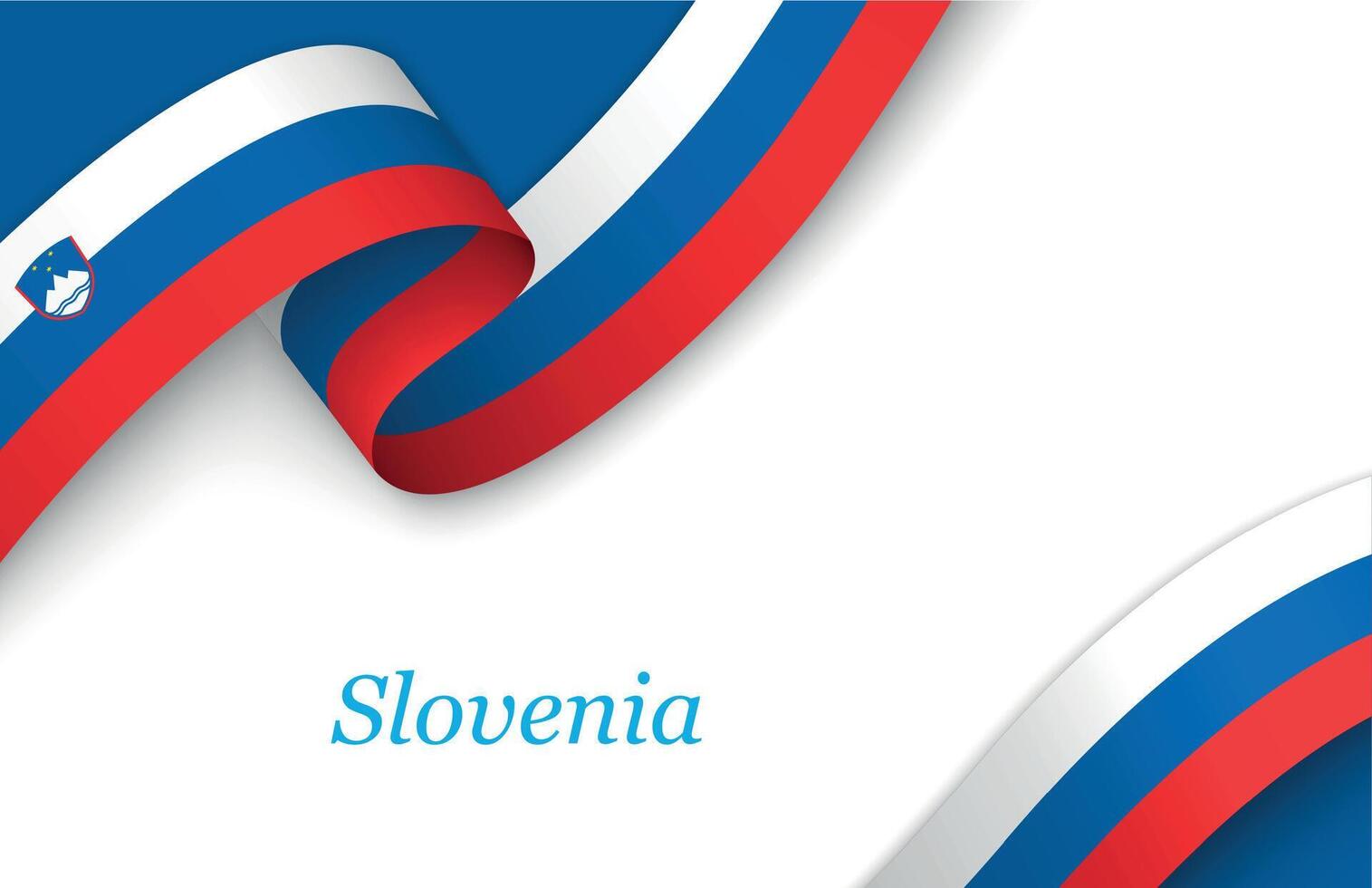 Ribbon with fllag of Slovenia on white background vector