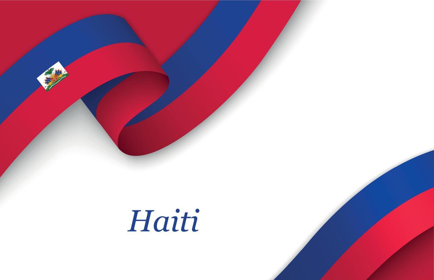 Ribbon with fllag of Haiti on white background vector