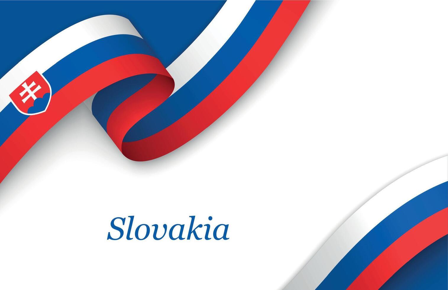 Ribbon with fllag of Slovakia on white background vector