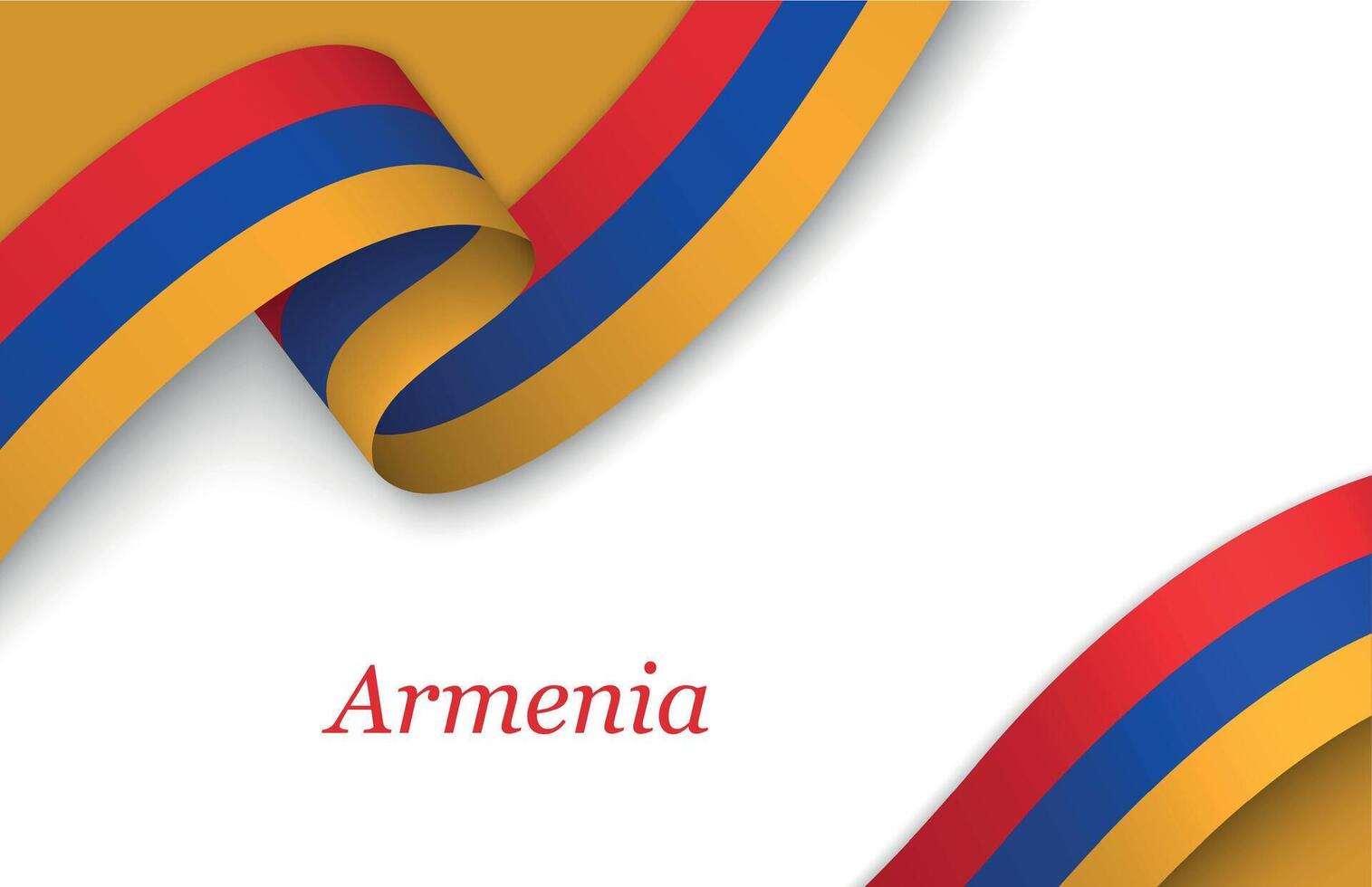 Ribbon with fllag of Armenia on white background vector