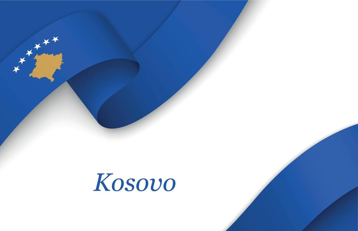 Ribbon with fllag of Kosovo on white background vector