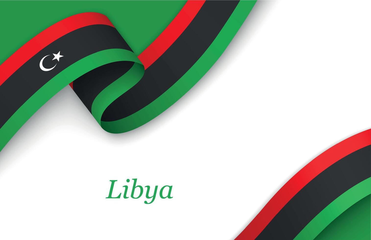Ribbon with fllag of Libya on white background vector