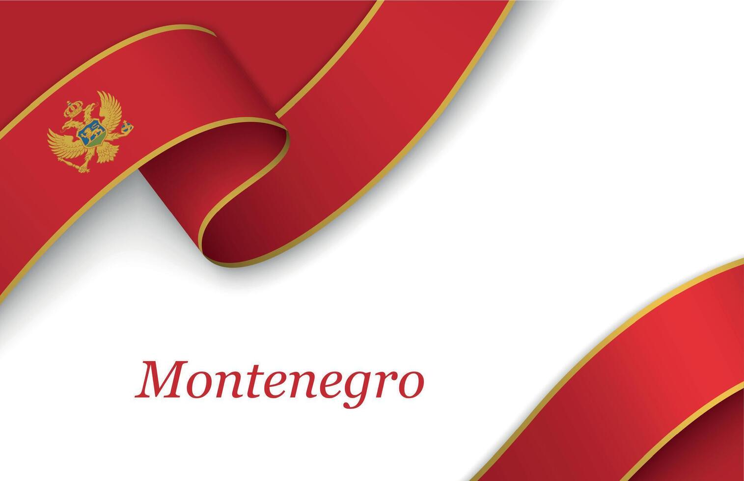 Ribbon with fllag of Montenegro on white background vector