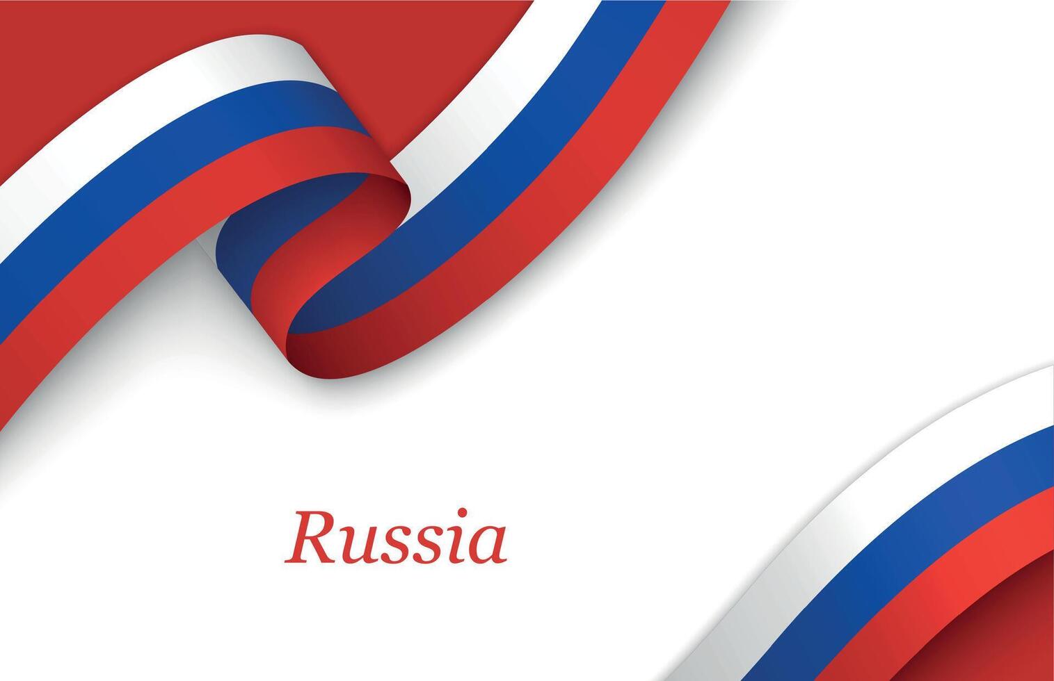 Ribbon with fllag of Russia on white background vector