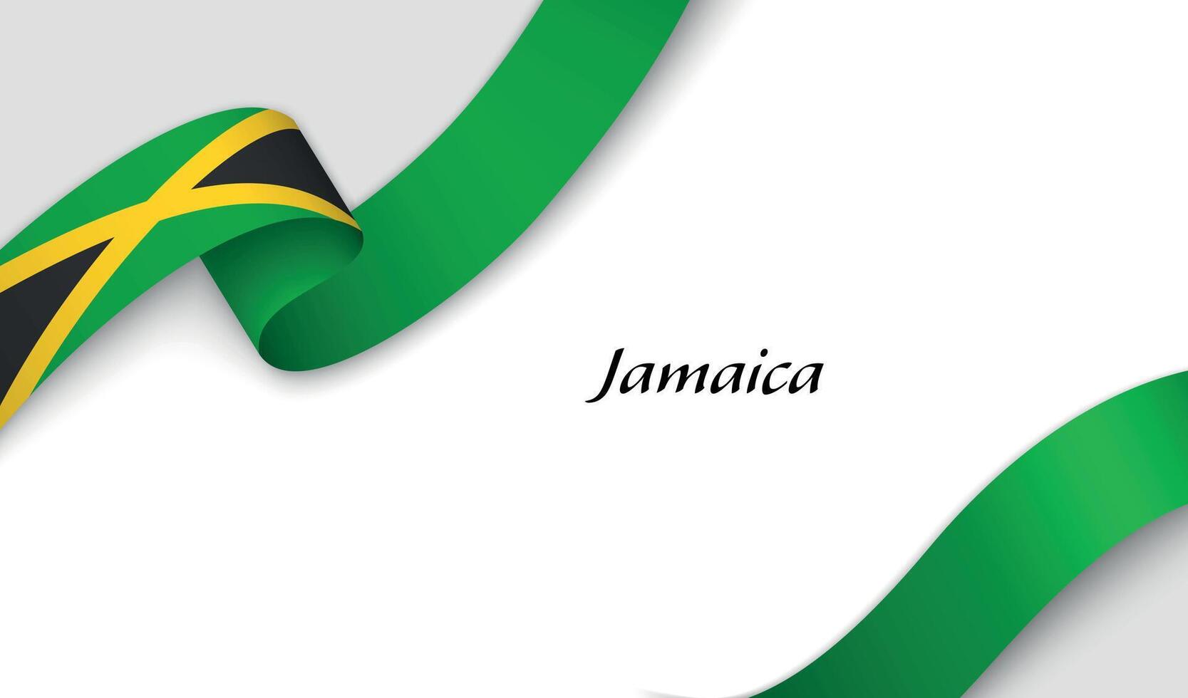 Curved ribbon with fllag of Jamaica on white background vector