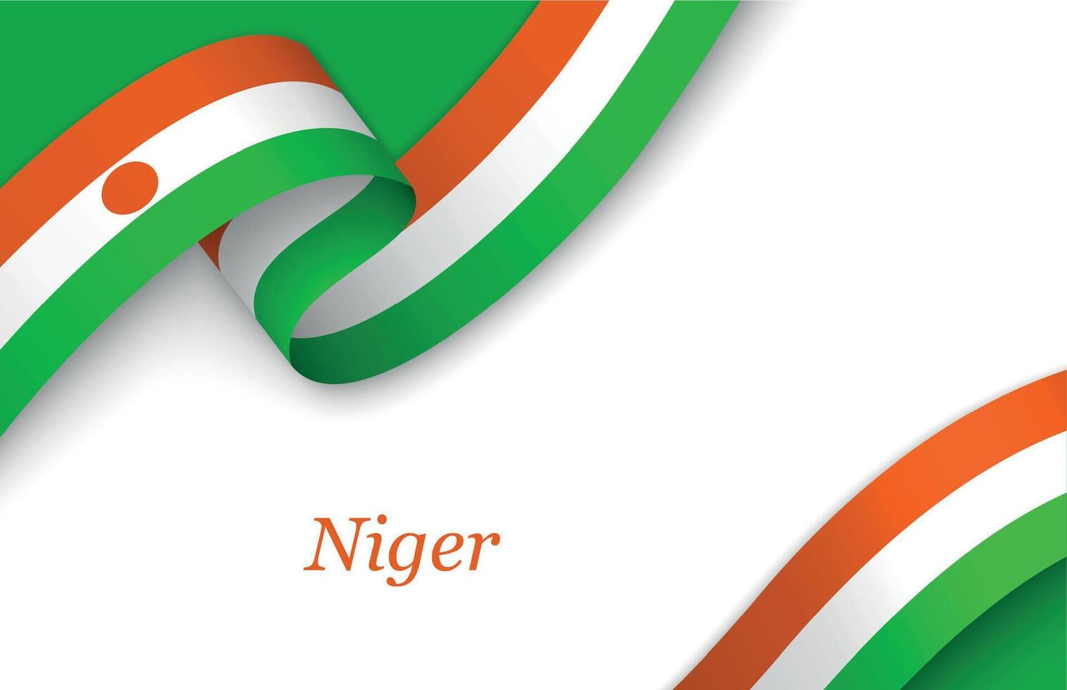 Ribbon with fllag of Niger on white background vector