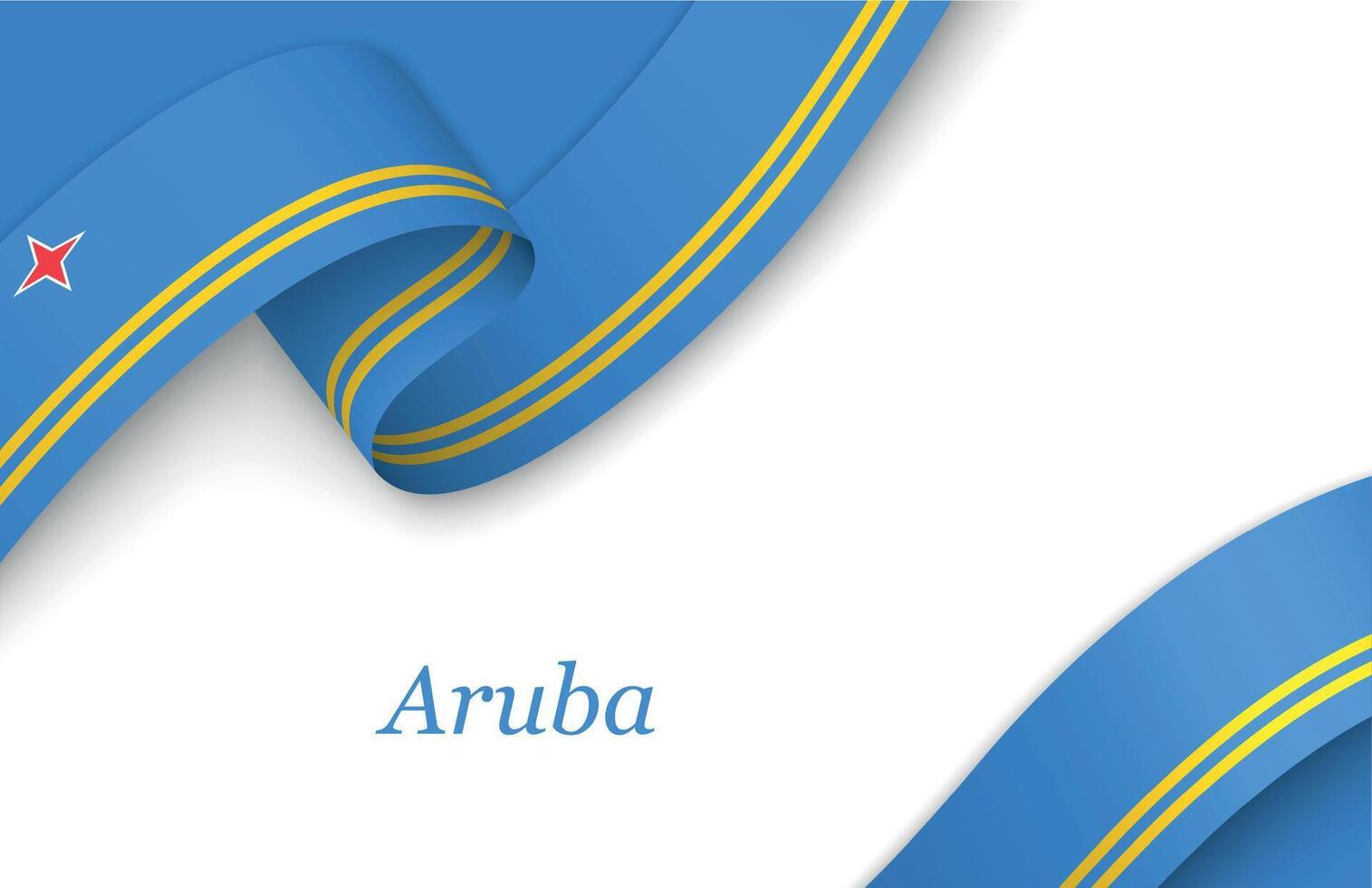 Ribbon with fllag of Aruba on white background vector