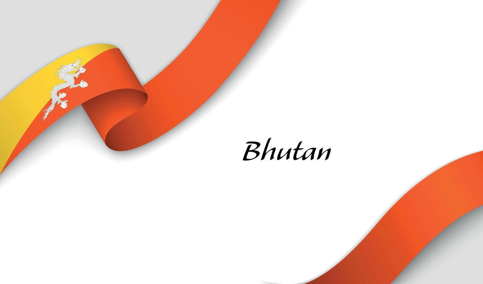 Curved ribbon with fllag of Bhutan on white background vector