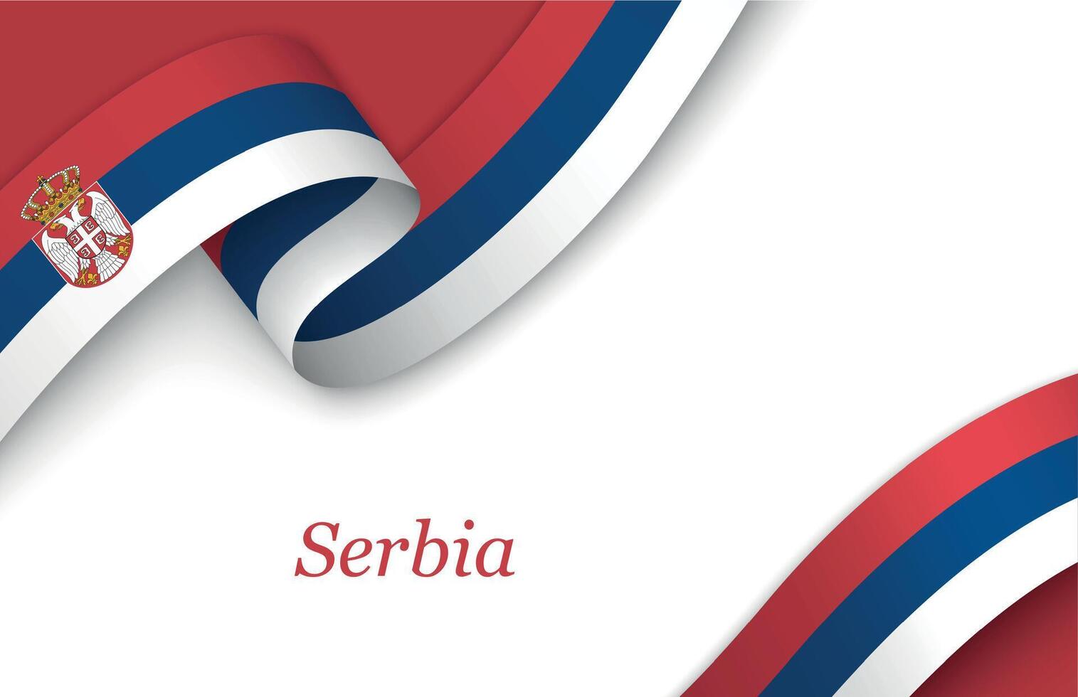 Ribbon with fllag of Serbia on white background vector