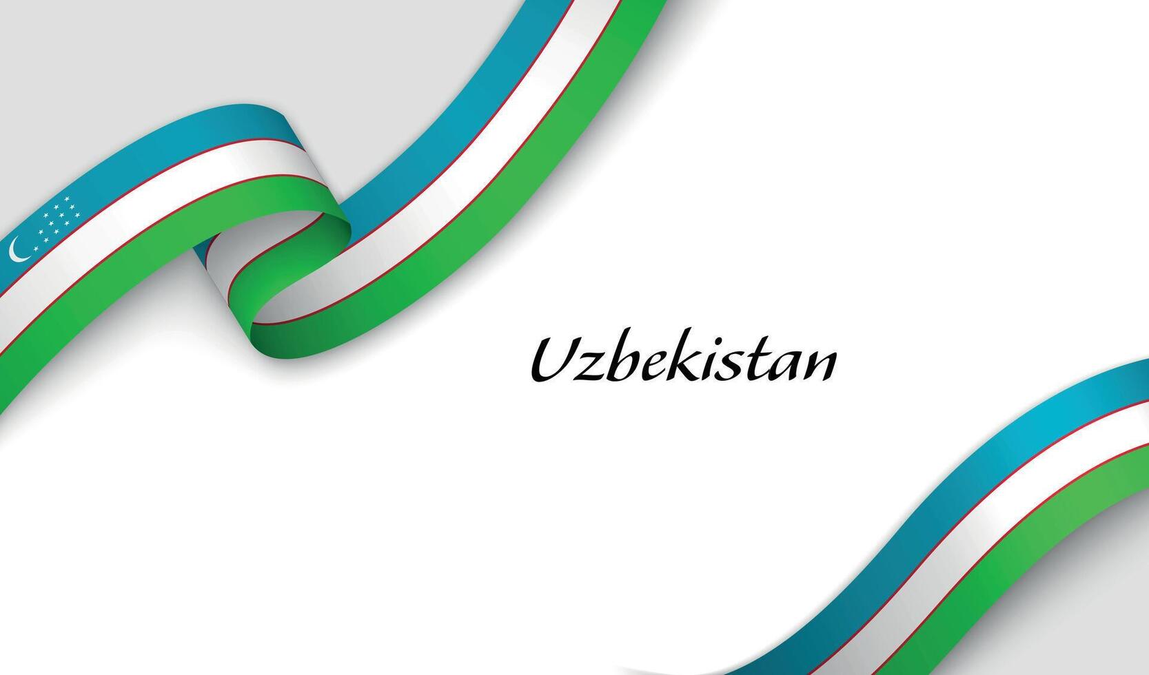 Curved ribbon with fllag of Uzbekistan on white background vector