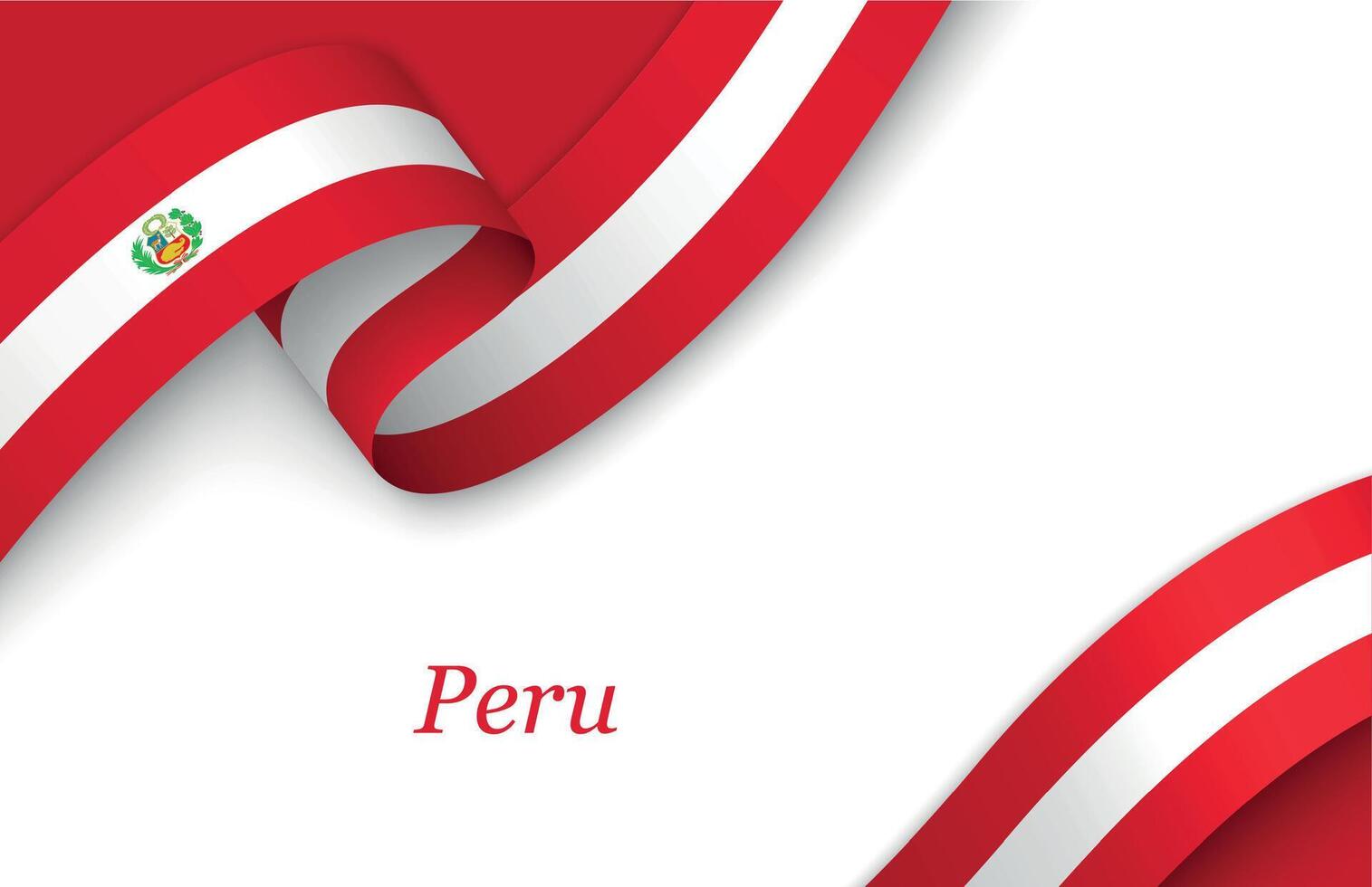 Ribbon with fllag of Peru on white background vector
