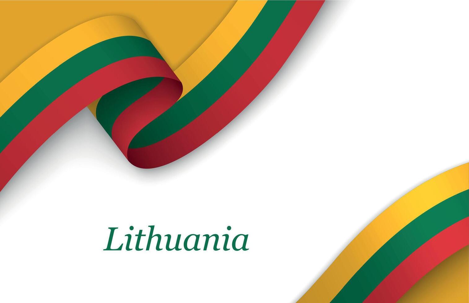 Ribbon with fllag of Lithuania on white background vector