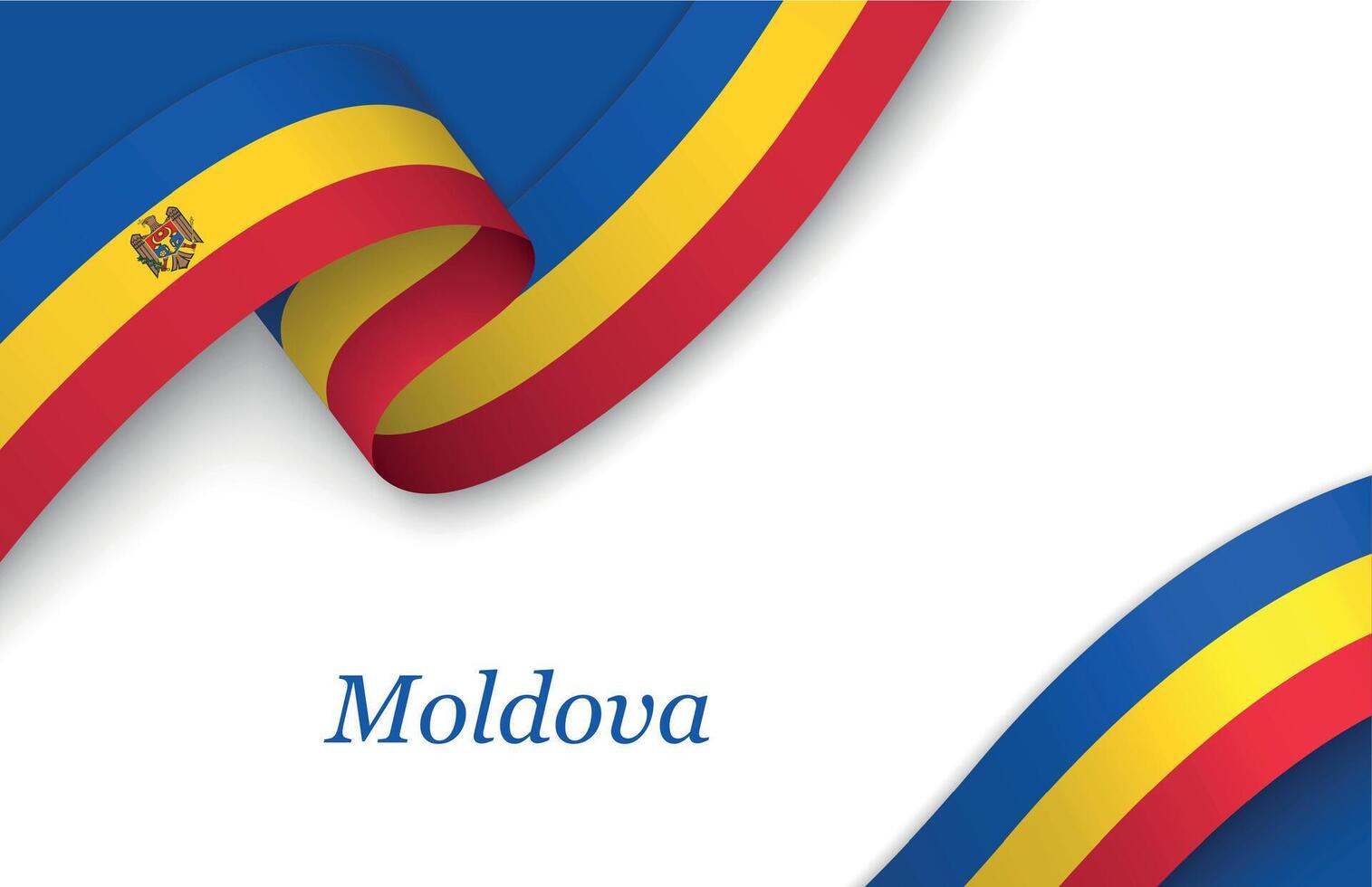 Ribbon with fllag of Moldova on white background vector