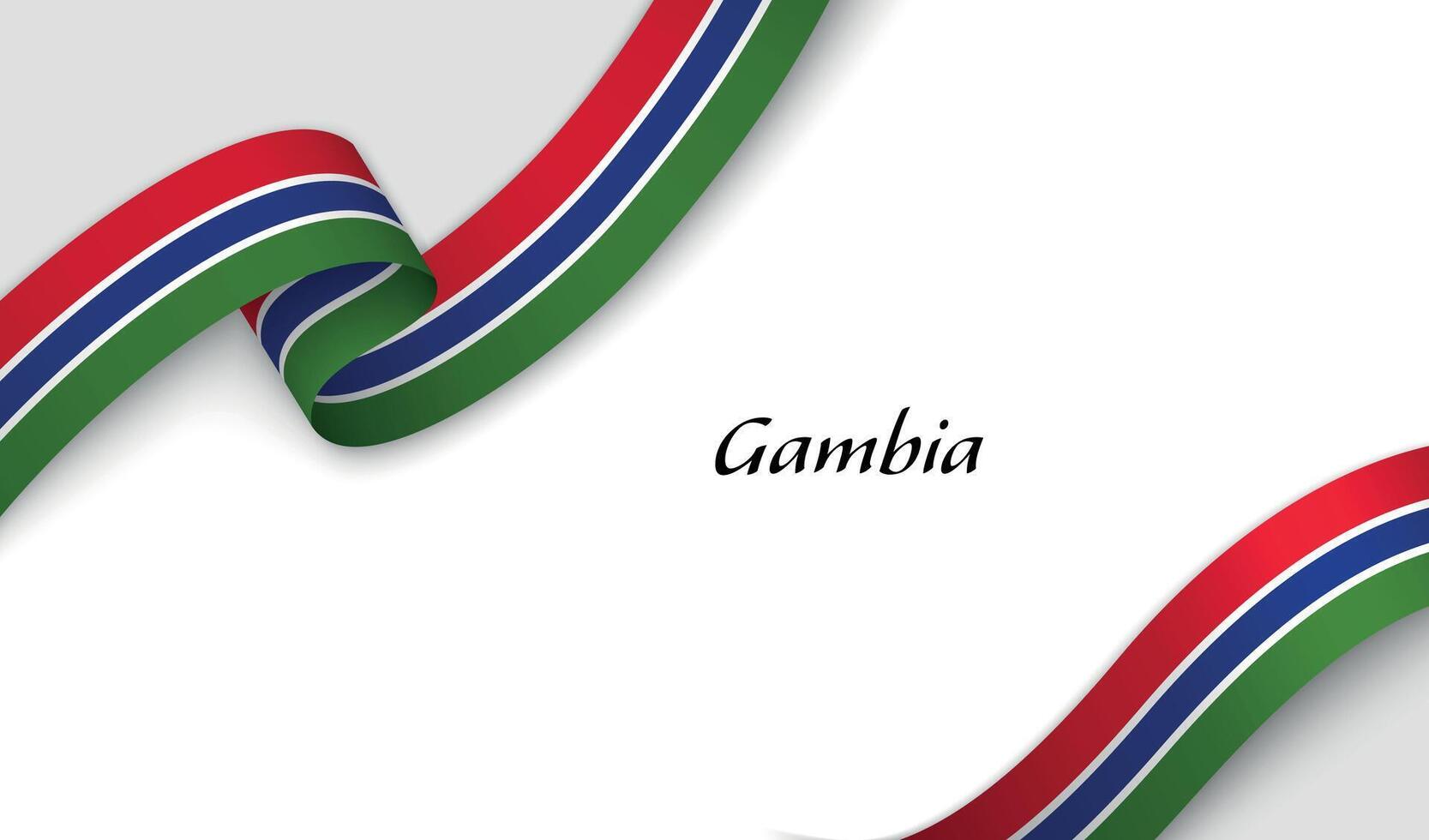 Curved ribbon with fllag of Gambia on white background vector