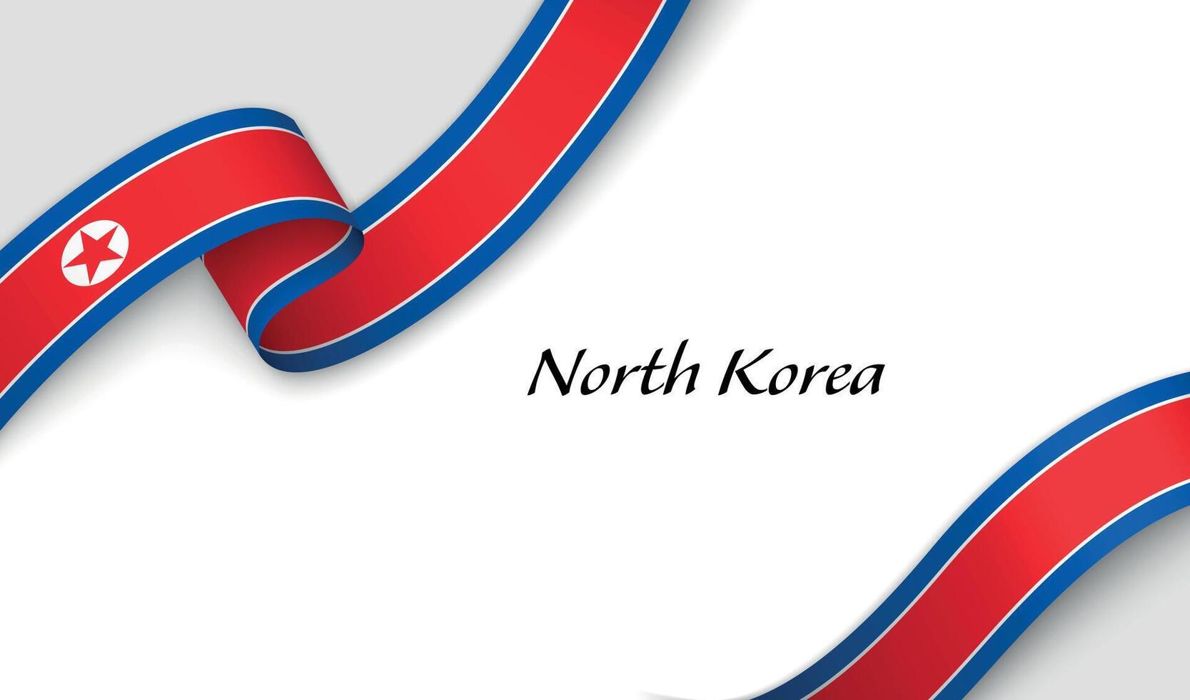 Curved ribbon with fllag of North Korea on white background vector
