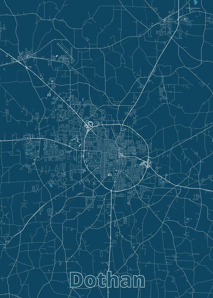 Dothan, Alabama, USA artistic blueprint map poster vector