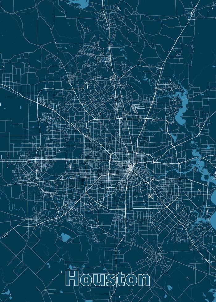 Houston, Texas, USA artistic blueprint map poster vector