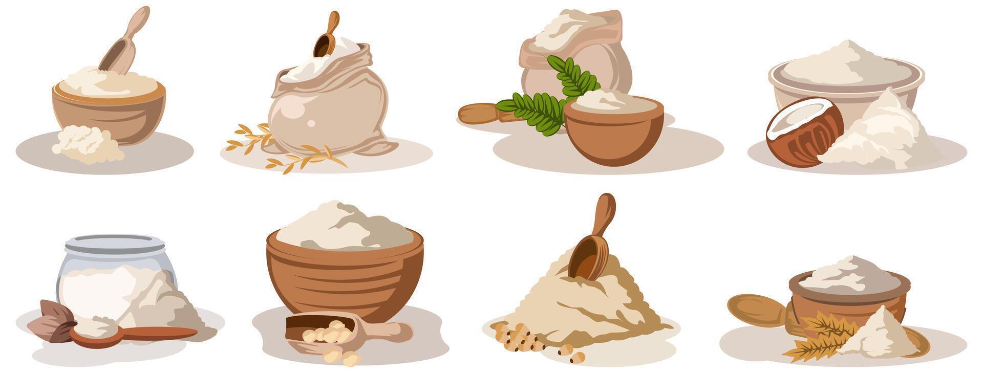 Variety of Flour and Ingredients Illustration vector