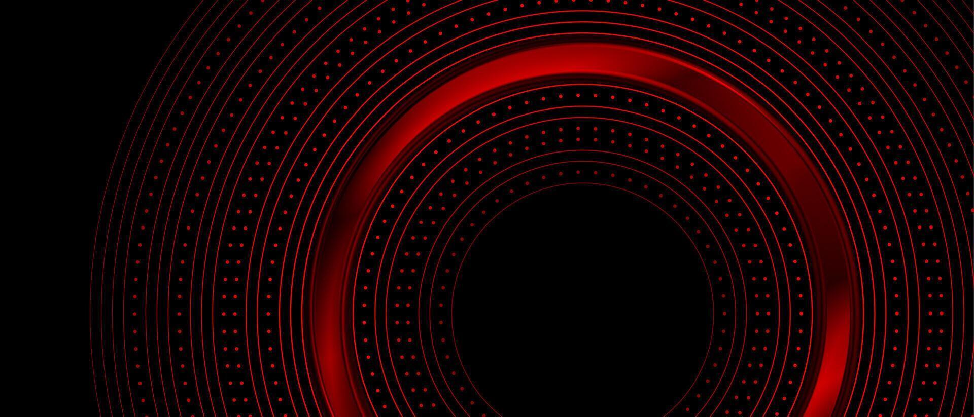 Bright red circular lines tech abstract futuristic background vector