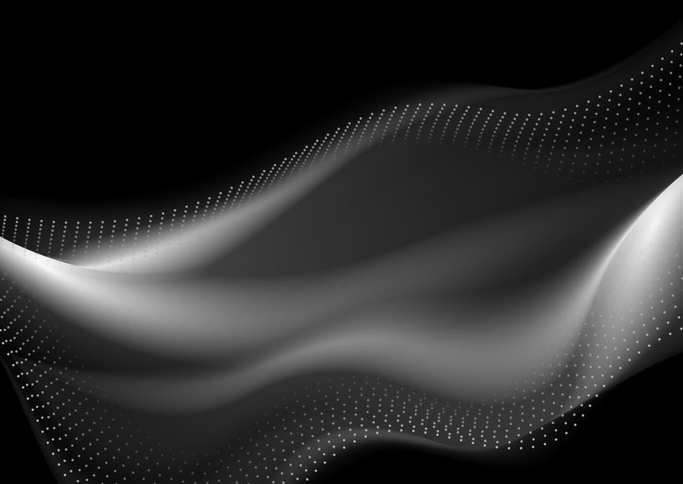 Grey smoky waves and futuristic dotted lines abstract background vector