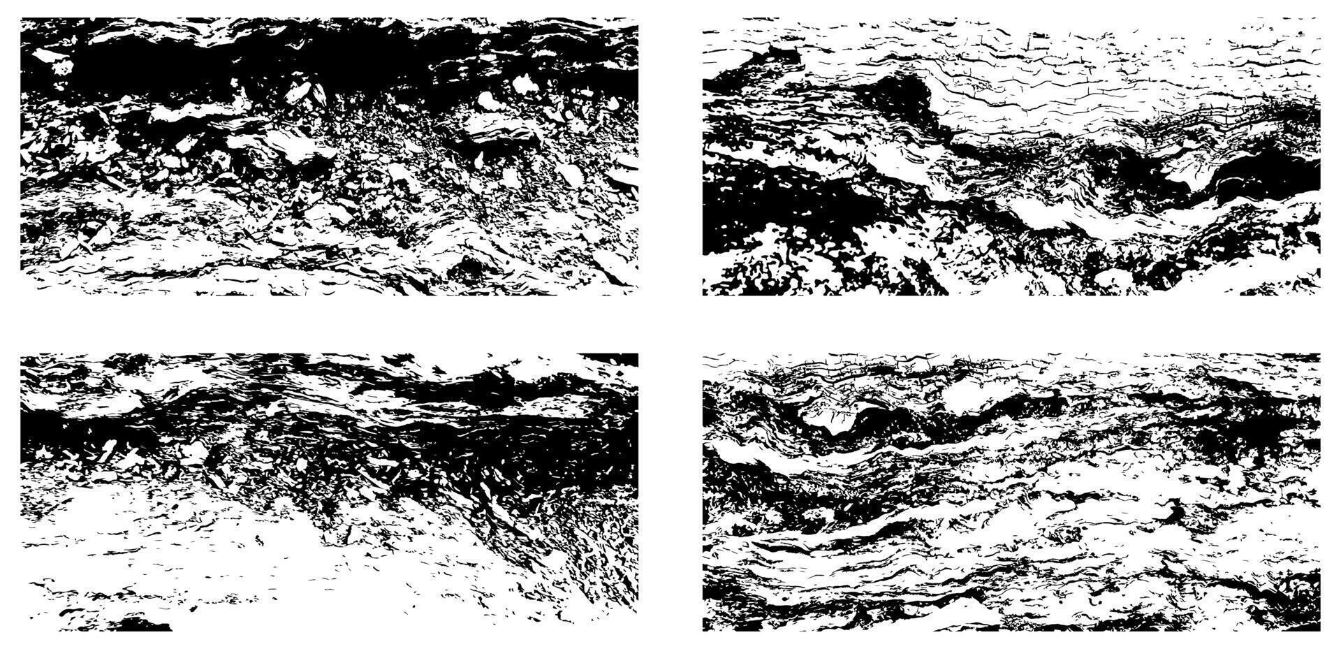 Set of Abstract Black Dry Wood Textures Collection - Grunge Stain Illustration vector